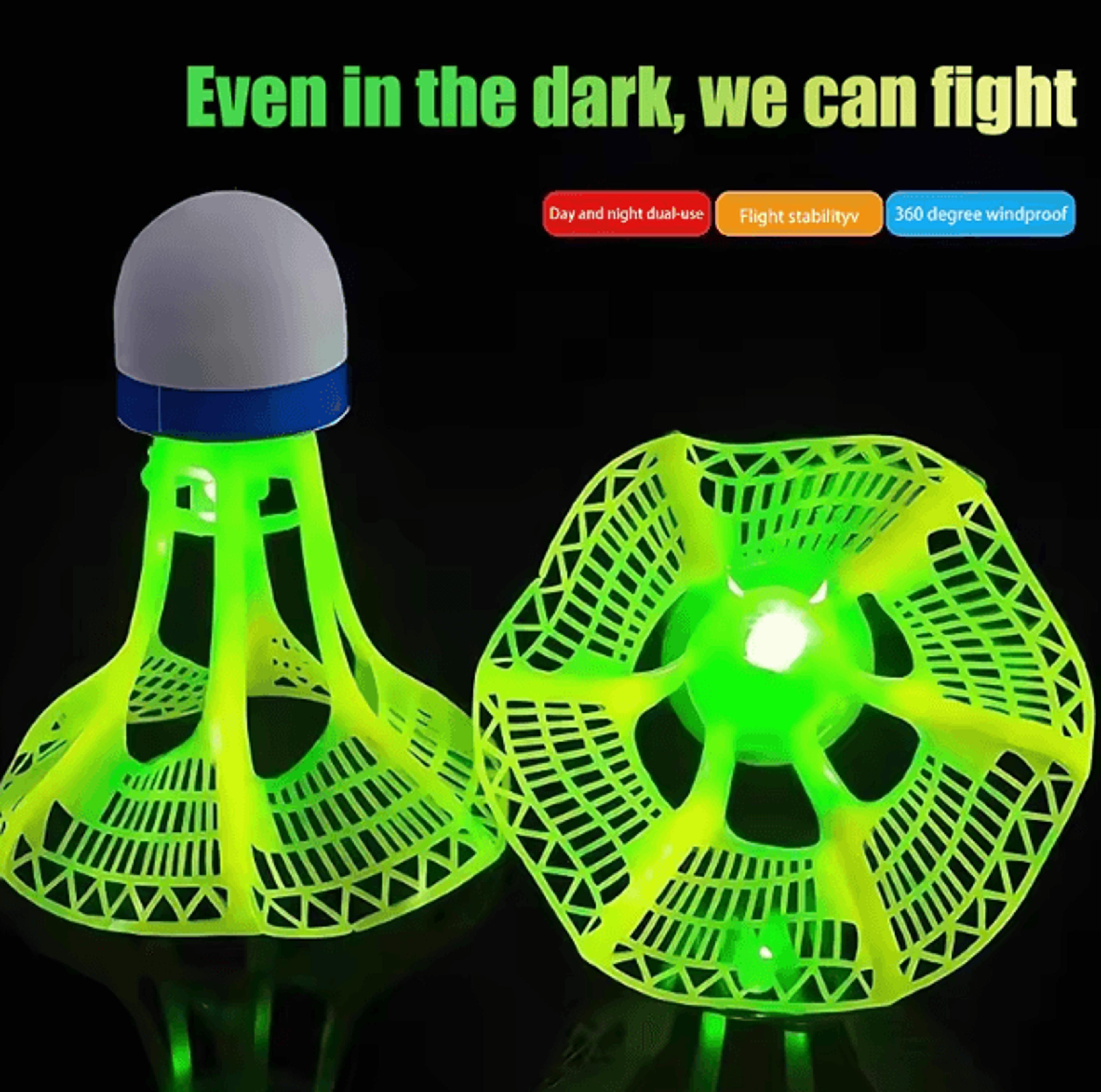 LED Badminton Shuttlecocks Set Glow In The Dark Windproof Nylon Shuttlecock For Night Training 3