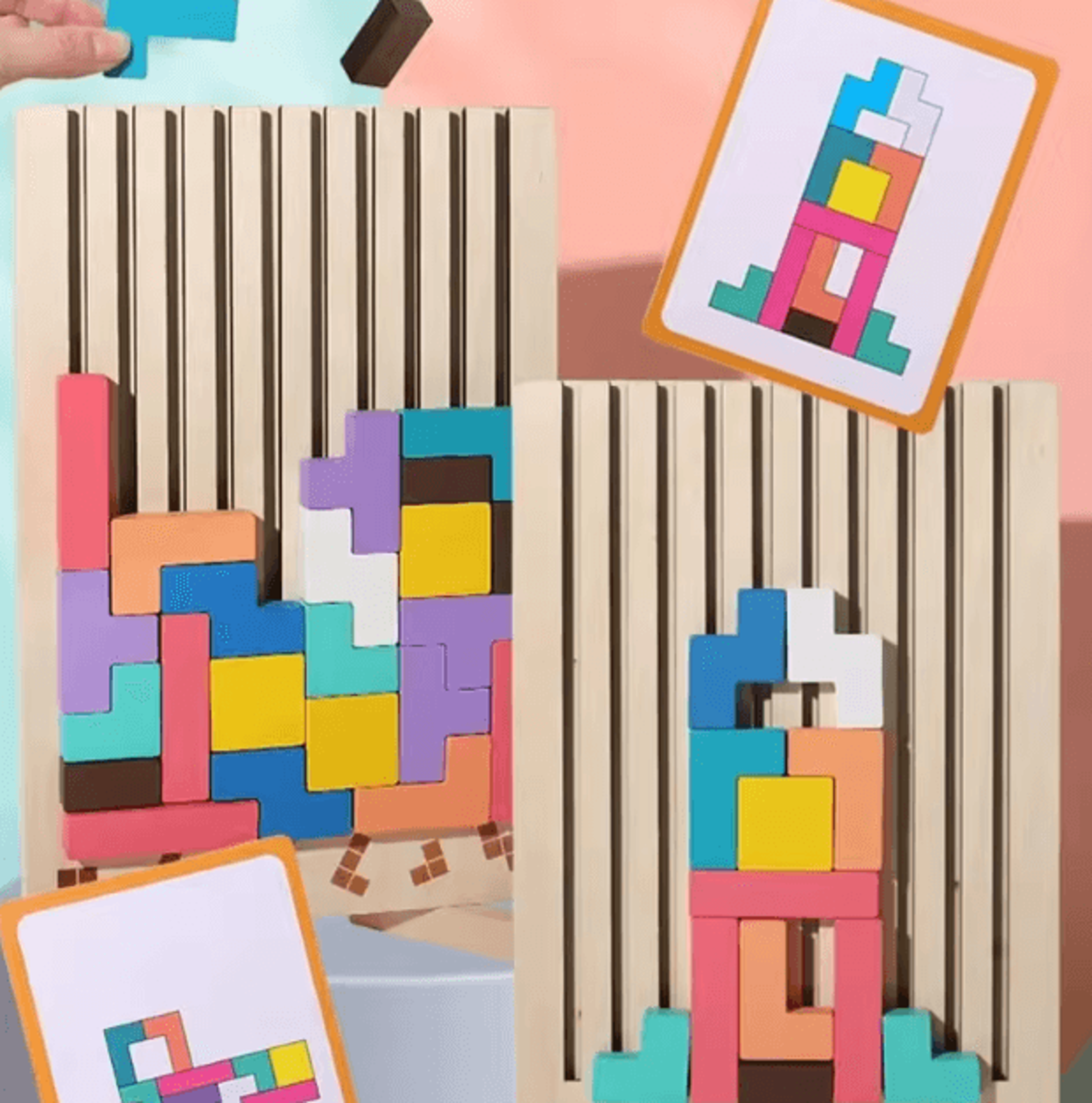Wooden Stacking Puzzle Toy Montessori Brain Teaser Game For Kids And Family Activity 2