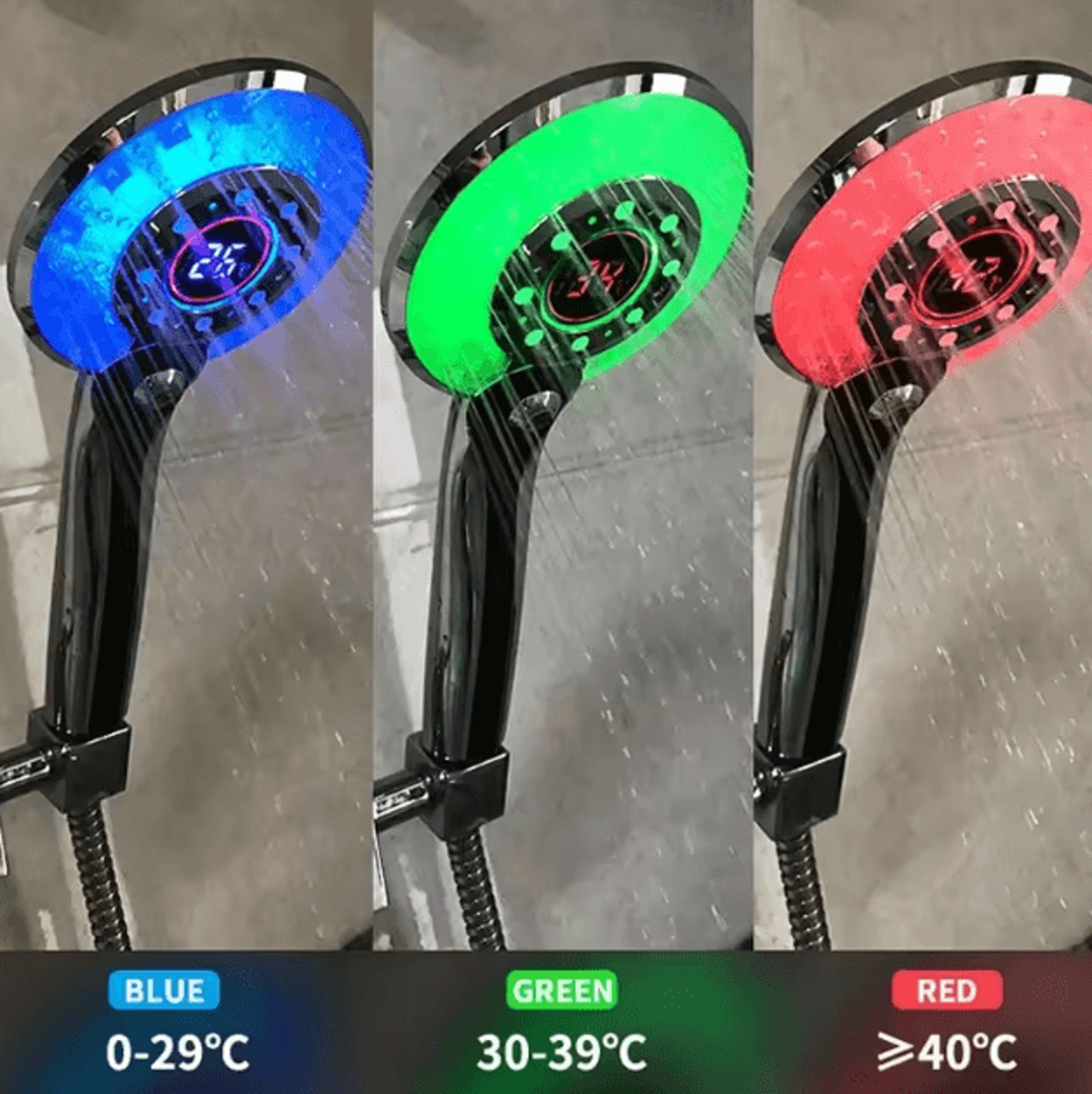 LED Digital Temperature Shower Head  3 Mode HighPressure Water Saving Filter Sprayer 0
