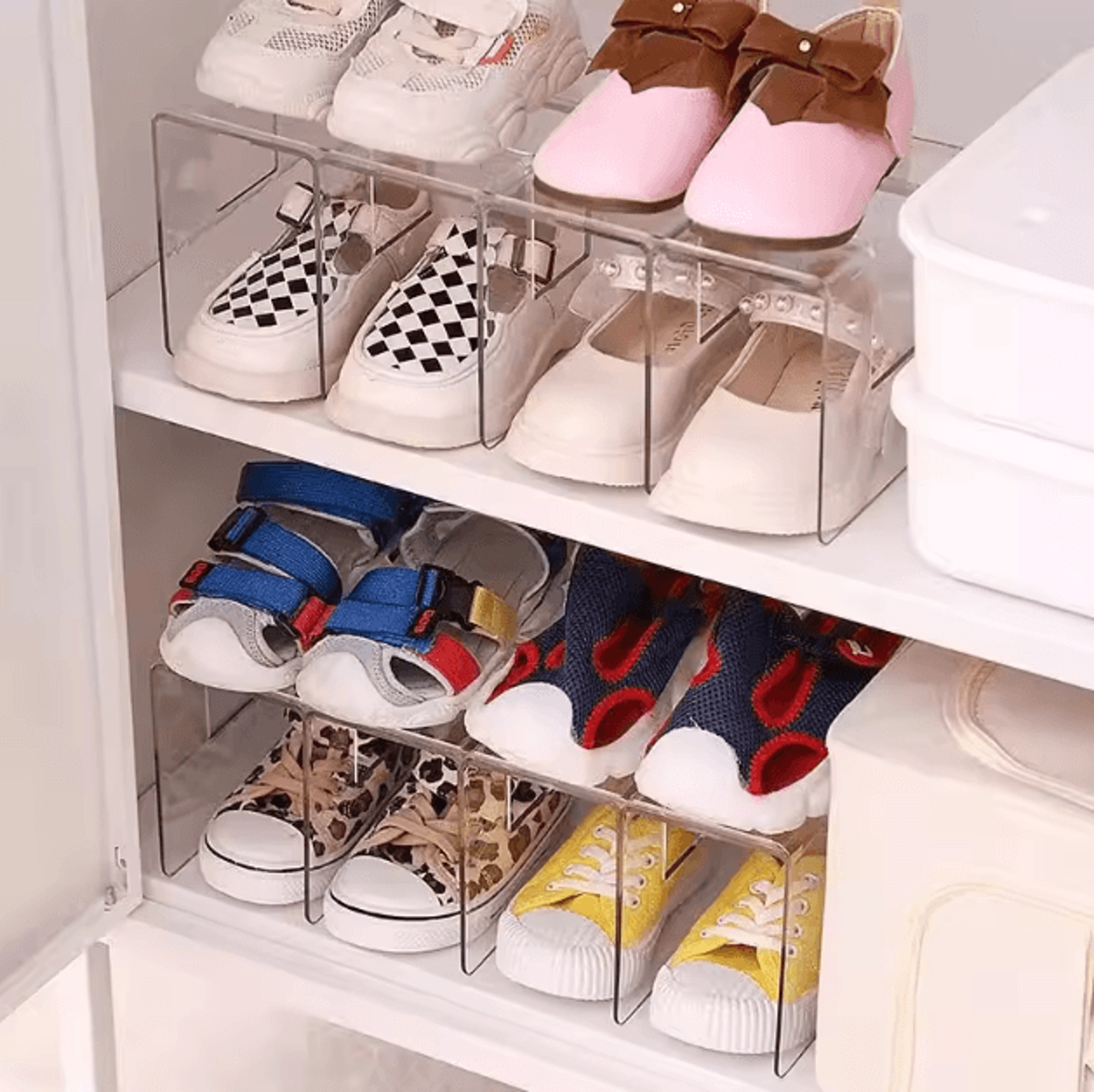 Transparent Acrylic 4Compartment Shoe Rack  Stackable SpaceSaving Organizer For Any Room 0