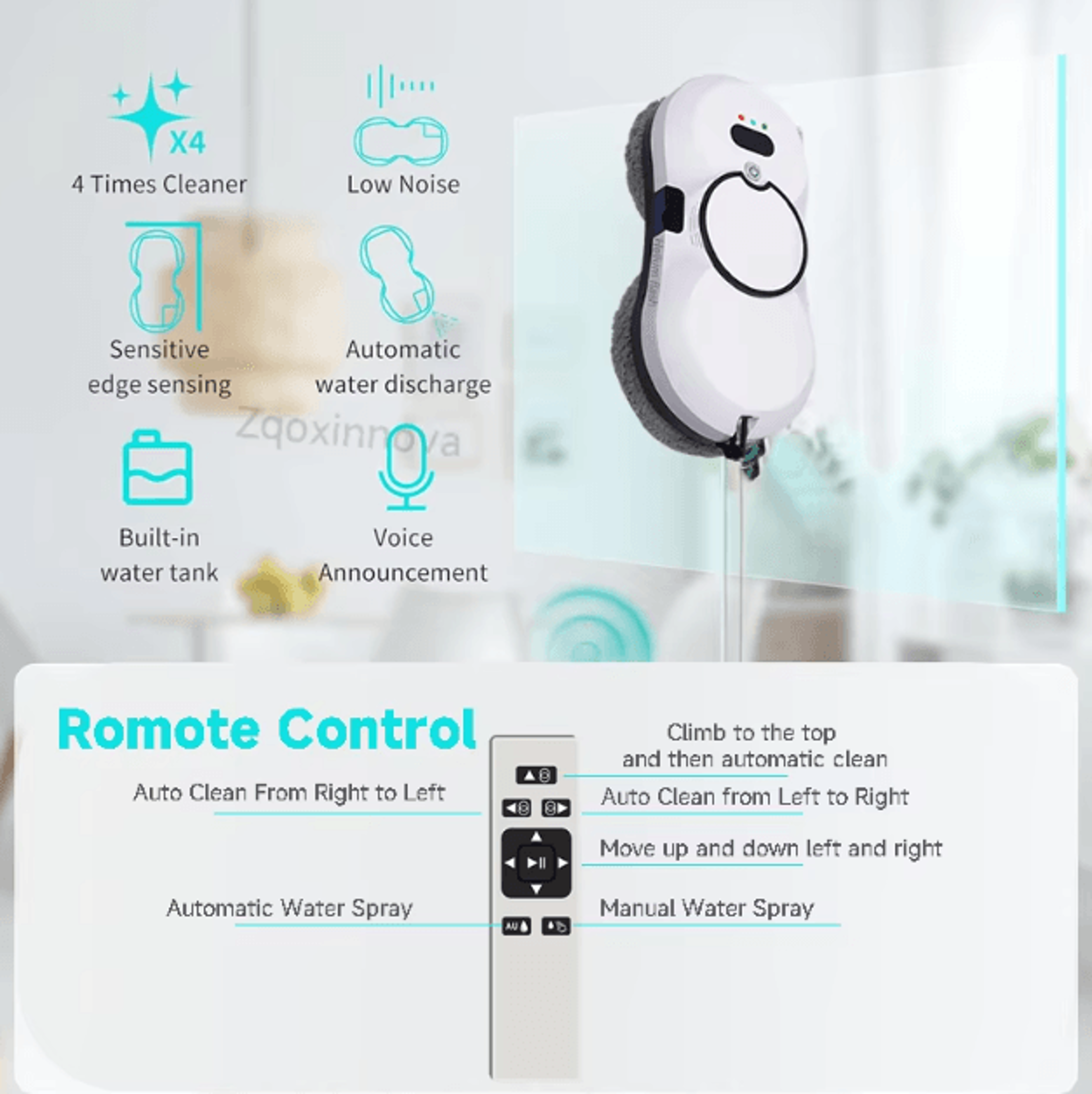 Smart Robot Window Cleaner  Automatic Vacuum Glass Cleaning Robot With AI Navigation  Safety Rope 1