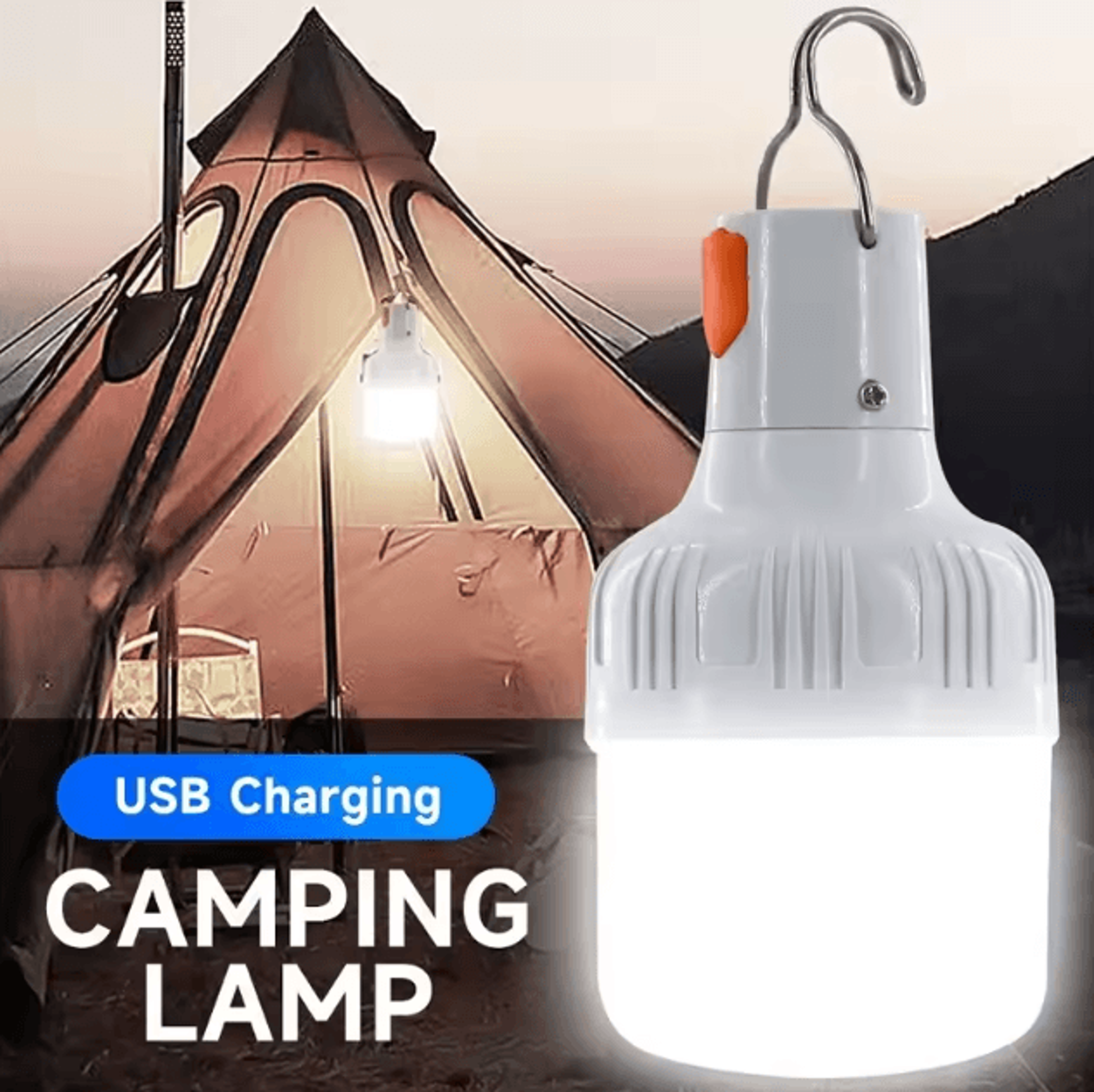 GlowBeam USB Rechargeable Camping Light Bulb  Portable LED Lantern 0