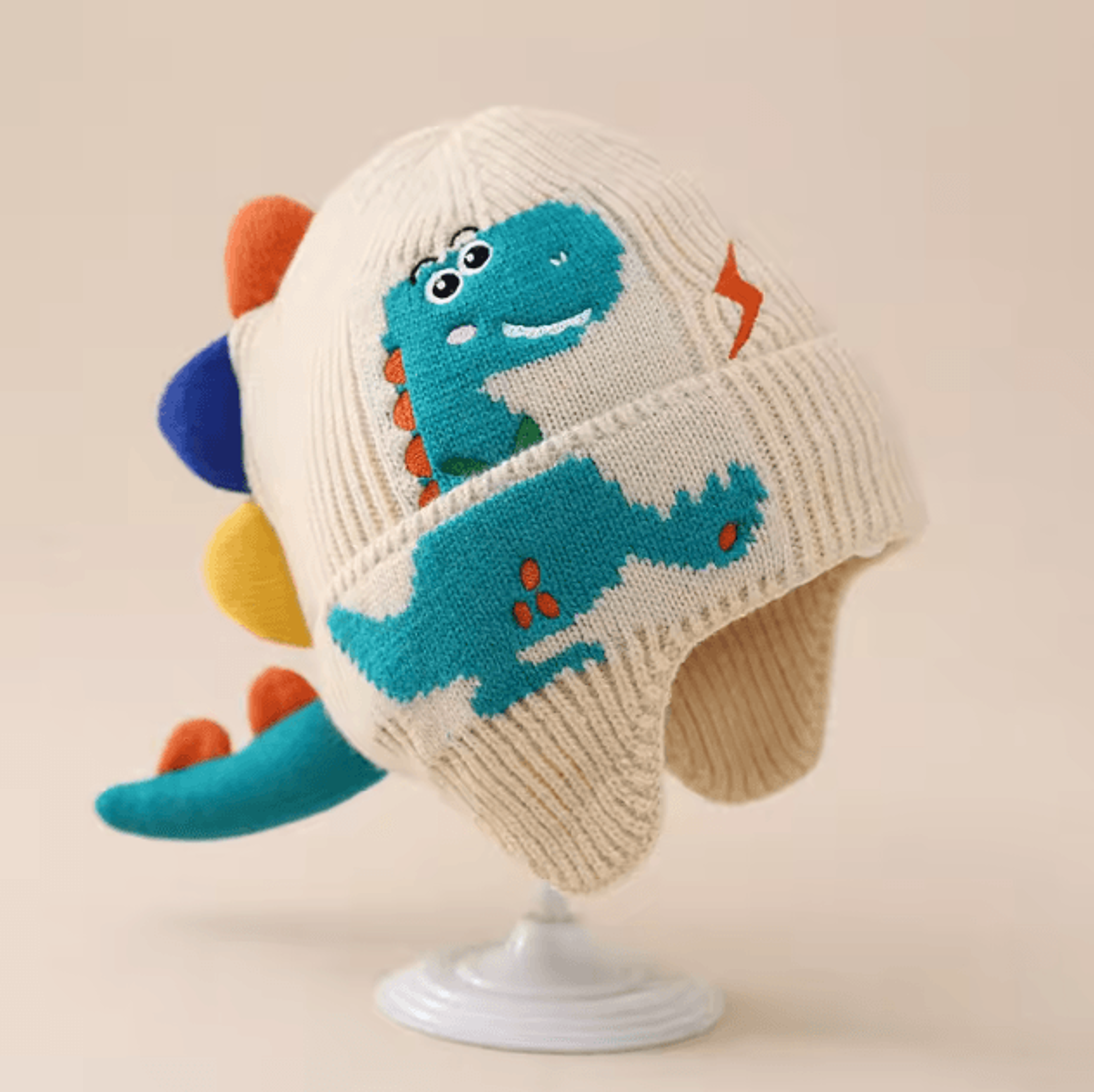 DinoWarm Kids Winter Balaclava Hat  Plush Ear Protection Cartoon Beanie 3