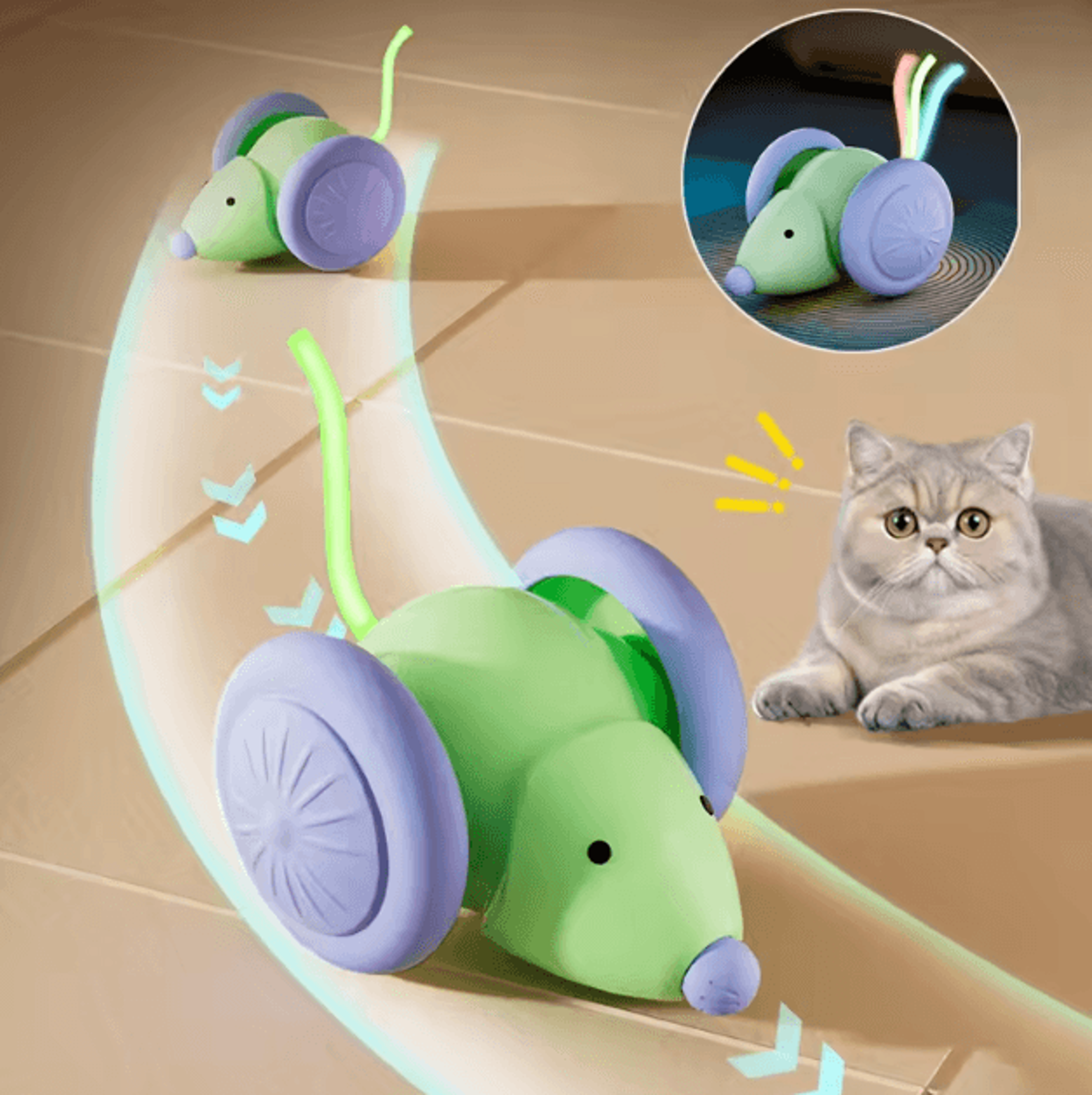 SmartChase Electric Mouse Cat Toy  Rechargeable Interactive Teaser Car 0