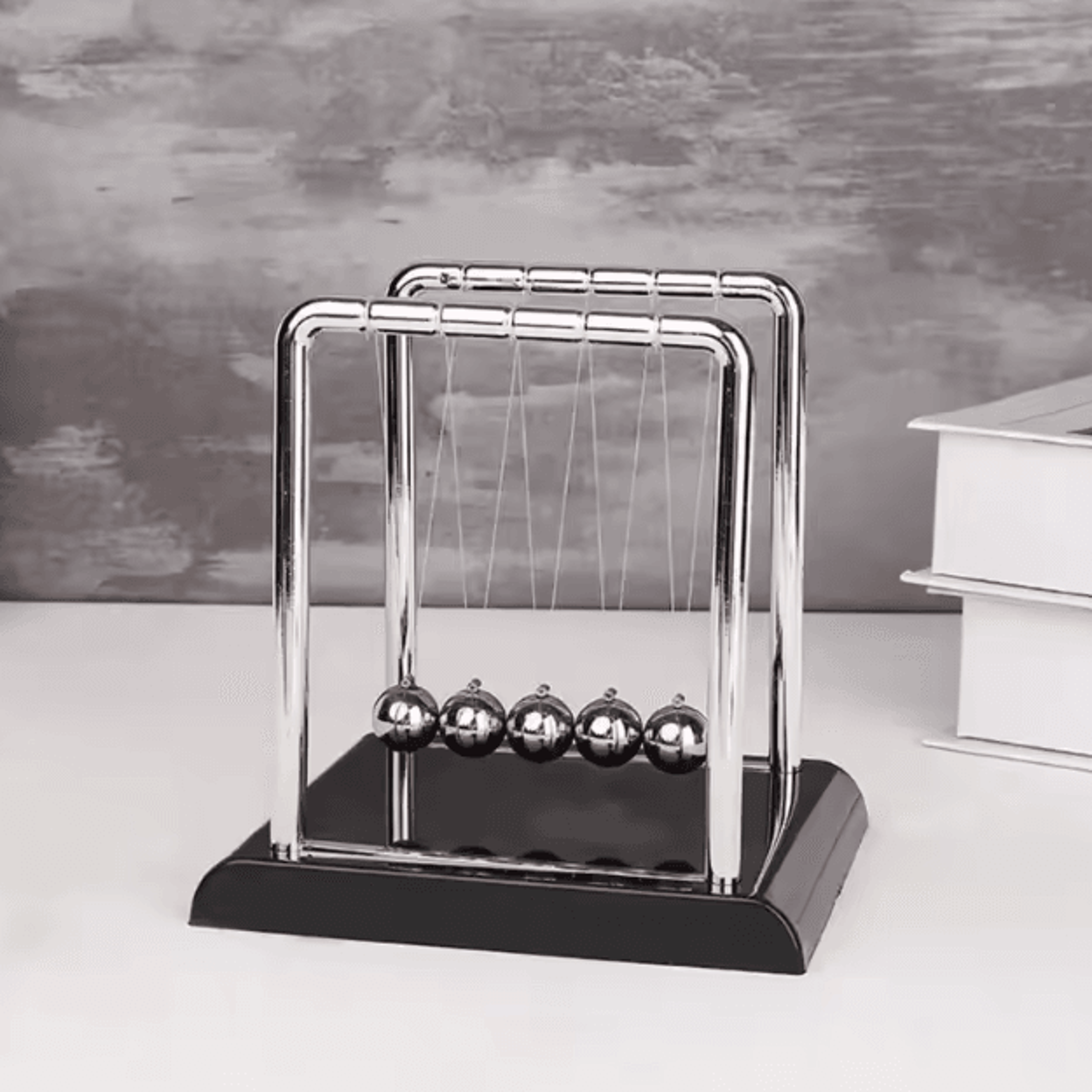 BalanceSphere Newtons Cradle Desk Toy  Steel Pendulum Physics Decor 0