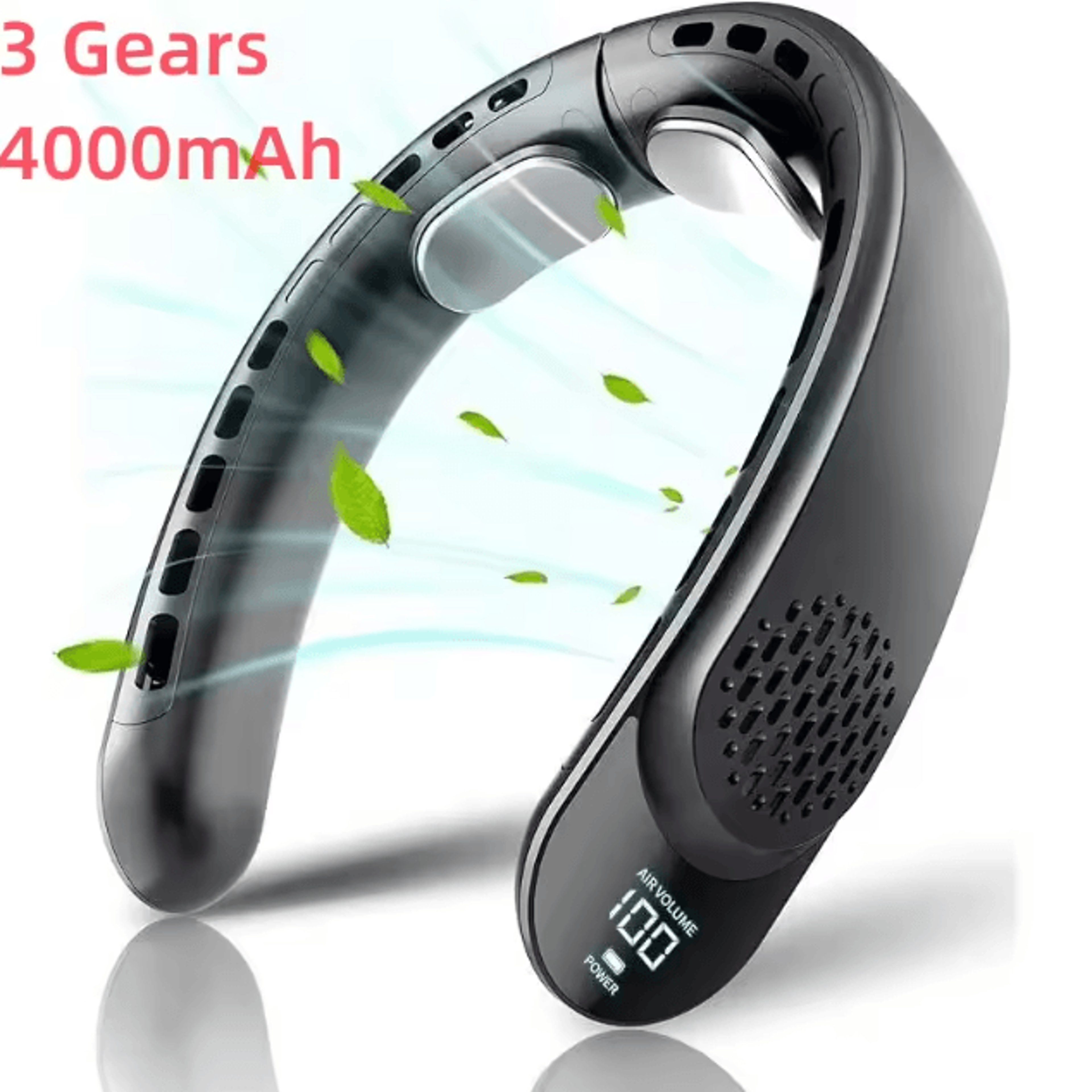 QuadCore Bladeless Neck Fan USB Rechargeable 4000mAh Portable Cooling Fan With Digital Display 3