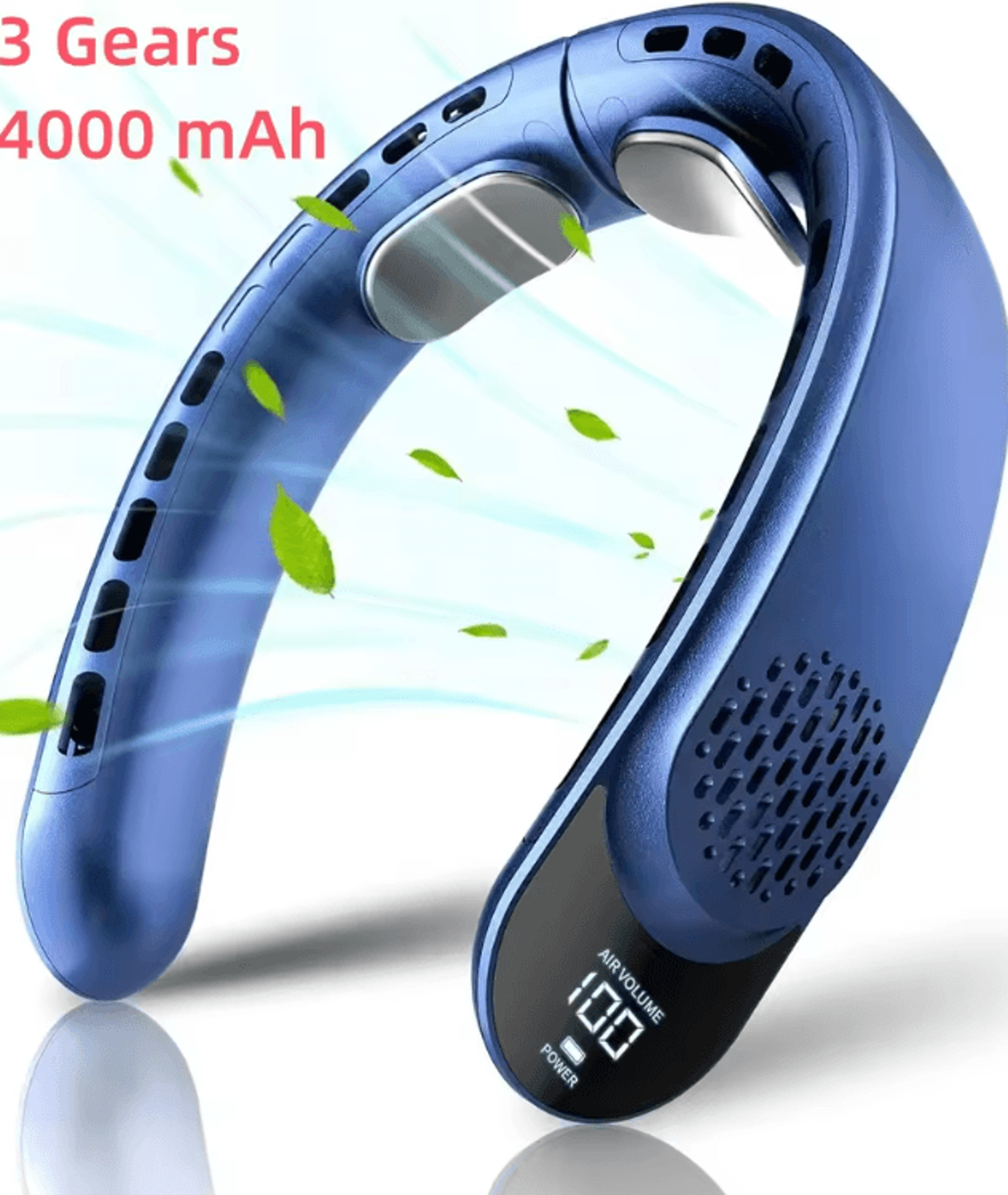 QuadCore Bladeless Neck Fan USB Rechargeable 4000mAh Portable Cooling Fan With Digital Display 4