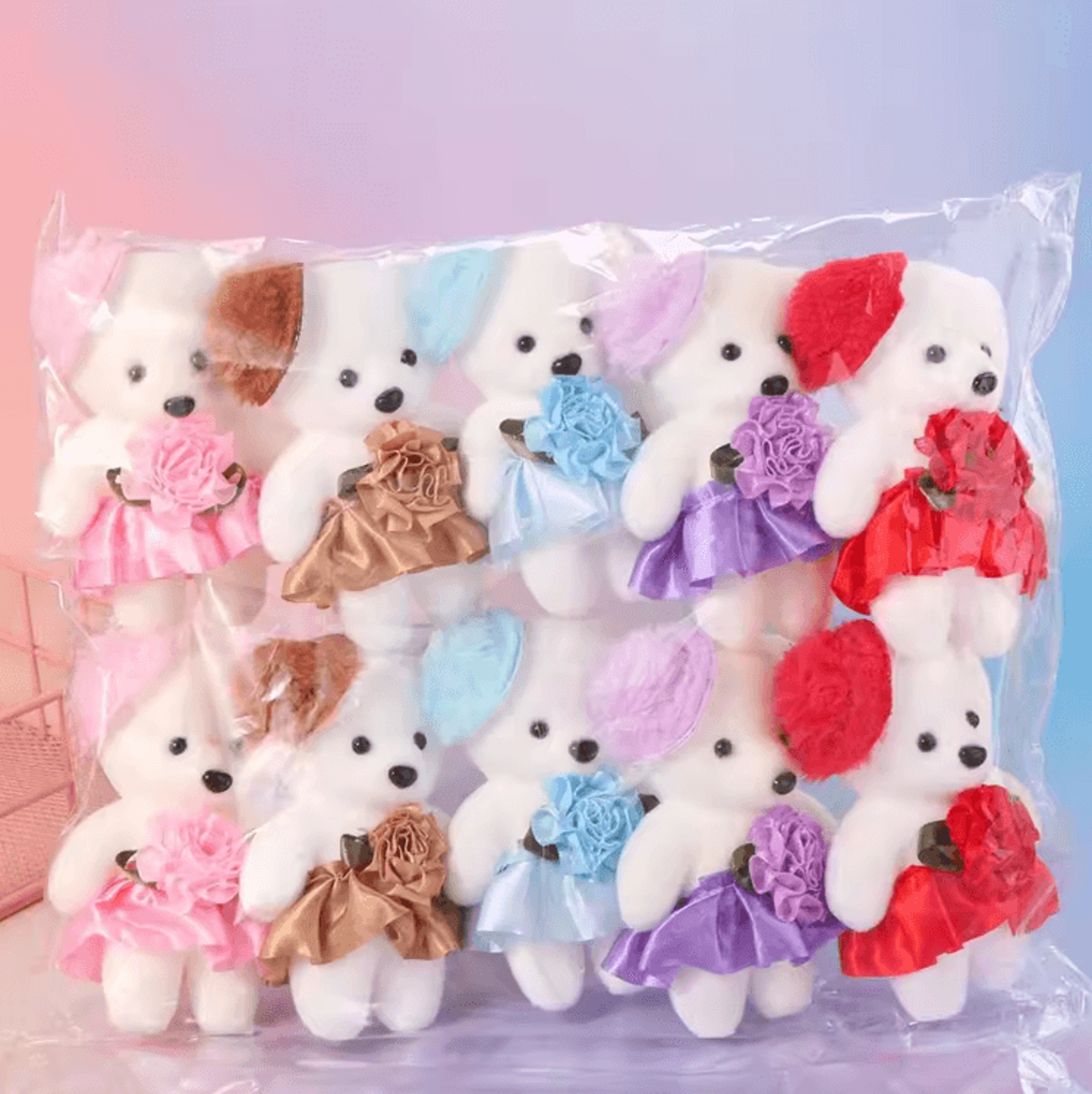 Mini Foam Bear Bouquet Set  Cute Plush Teddy Bears For DIY Flower Arrangements 10PCS 7