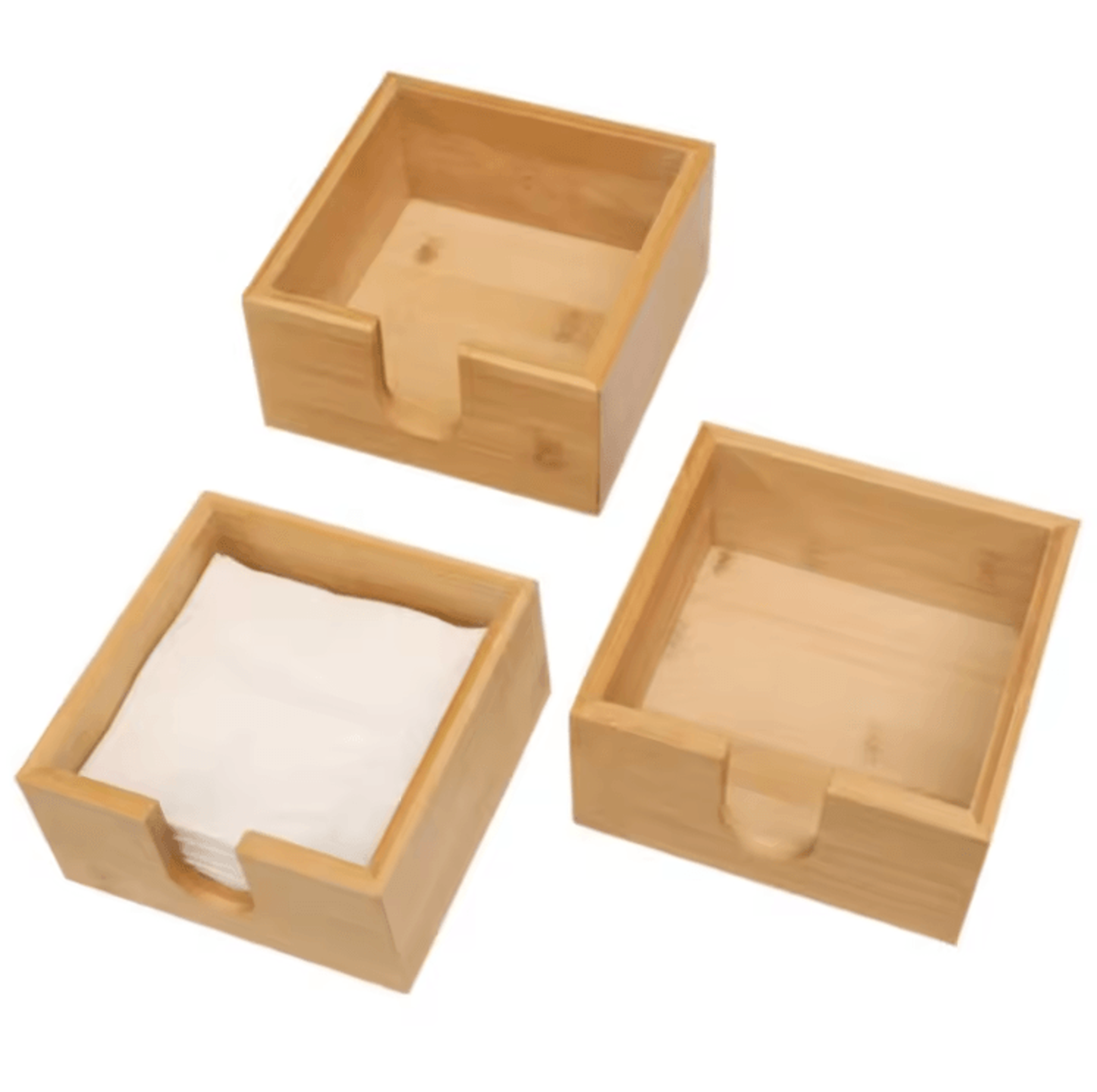 Bamboo Tissue Box  Napkin Organizer  MultiFunction Tabletop Storage Case 2