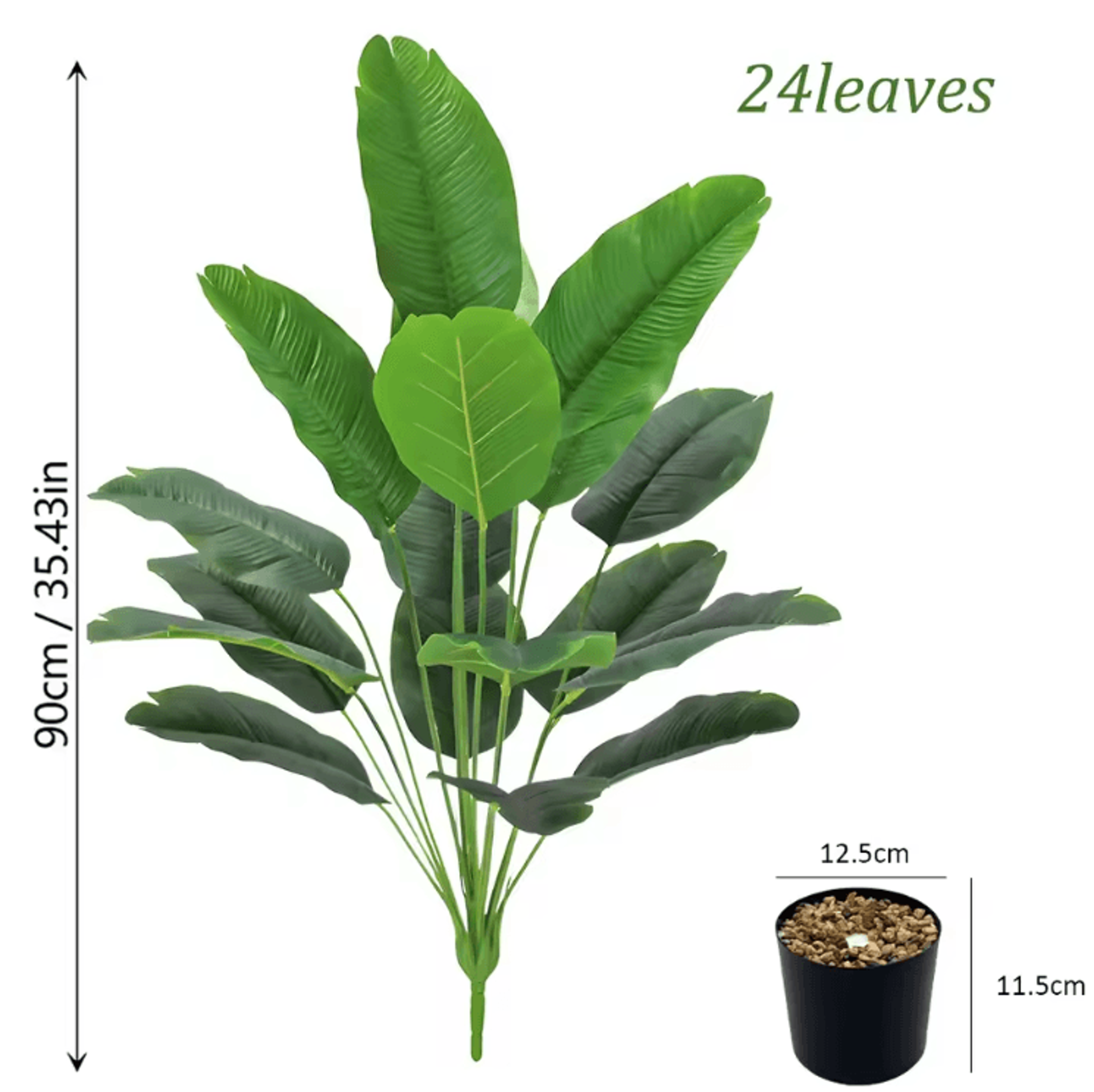 24Leaf Artificial Areca Palm Plant In Pot  Realistic Indoor Tropical Decor Tree 3