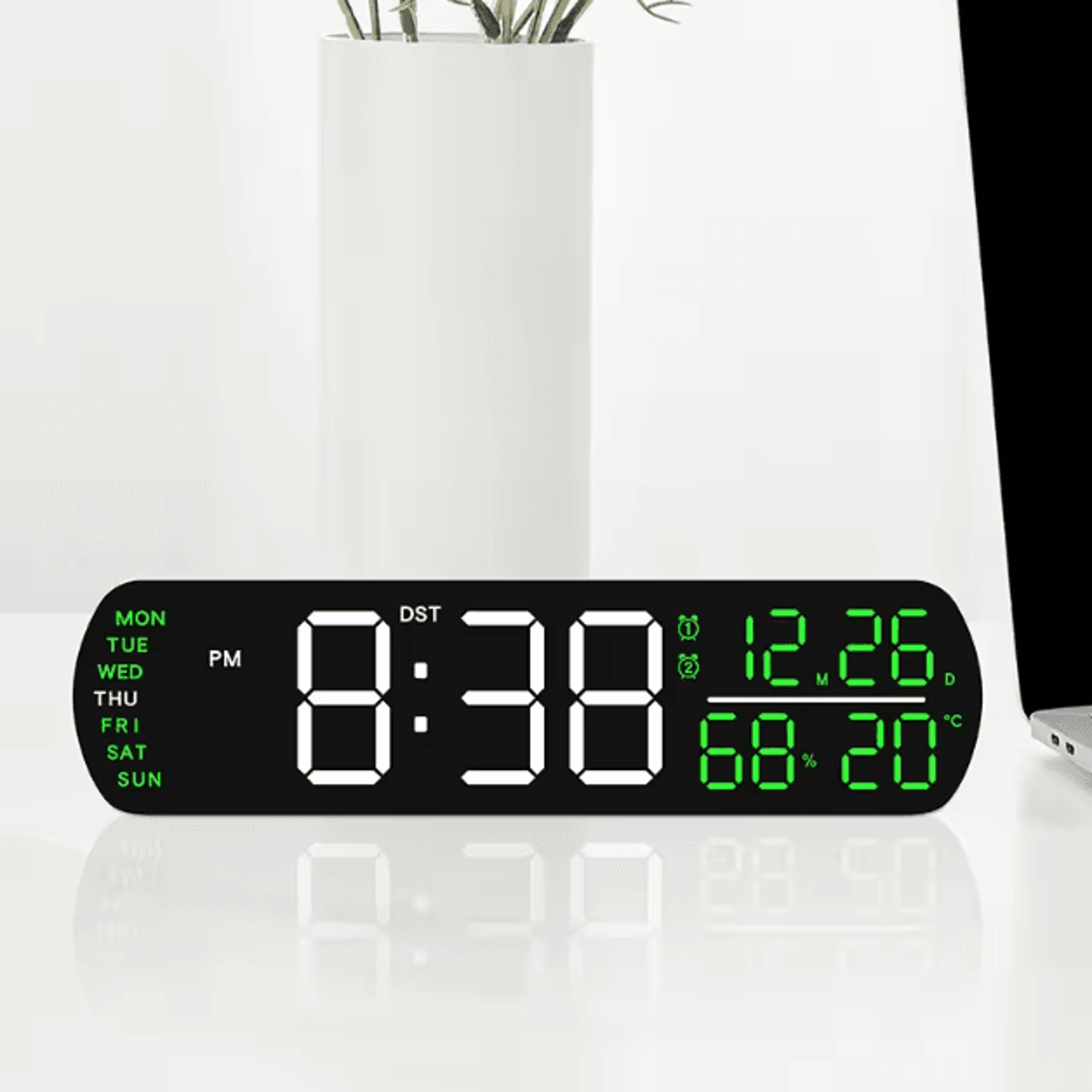 Smart LED Digital Alarm Clock With Temperature Humidity  Auto Dimming Display 2