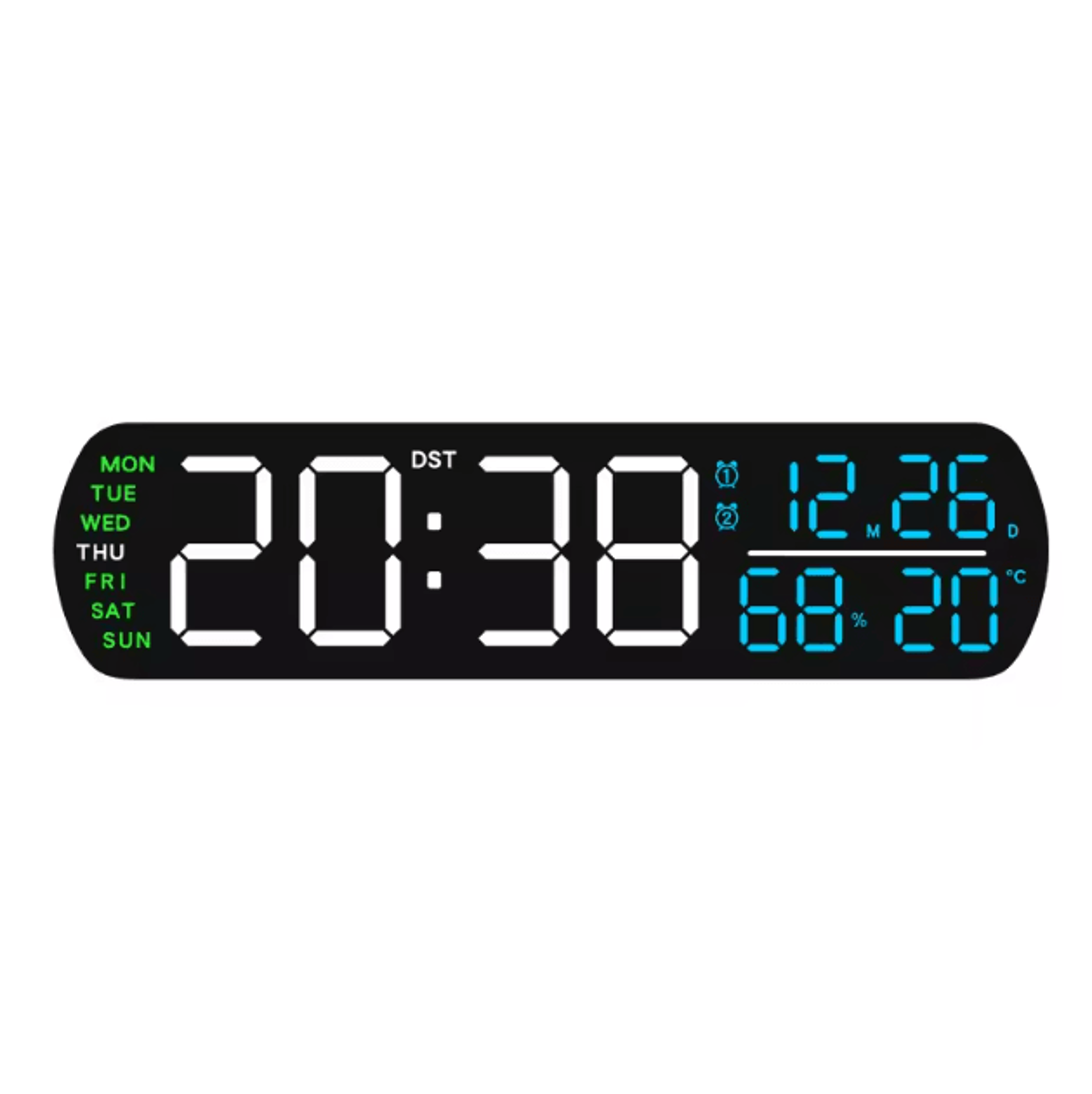 Smart LED Digital Alarm Clock With Temperature Humidity  Auto Dimming Display 8