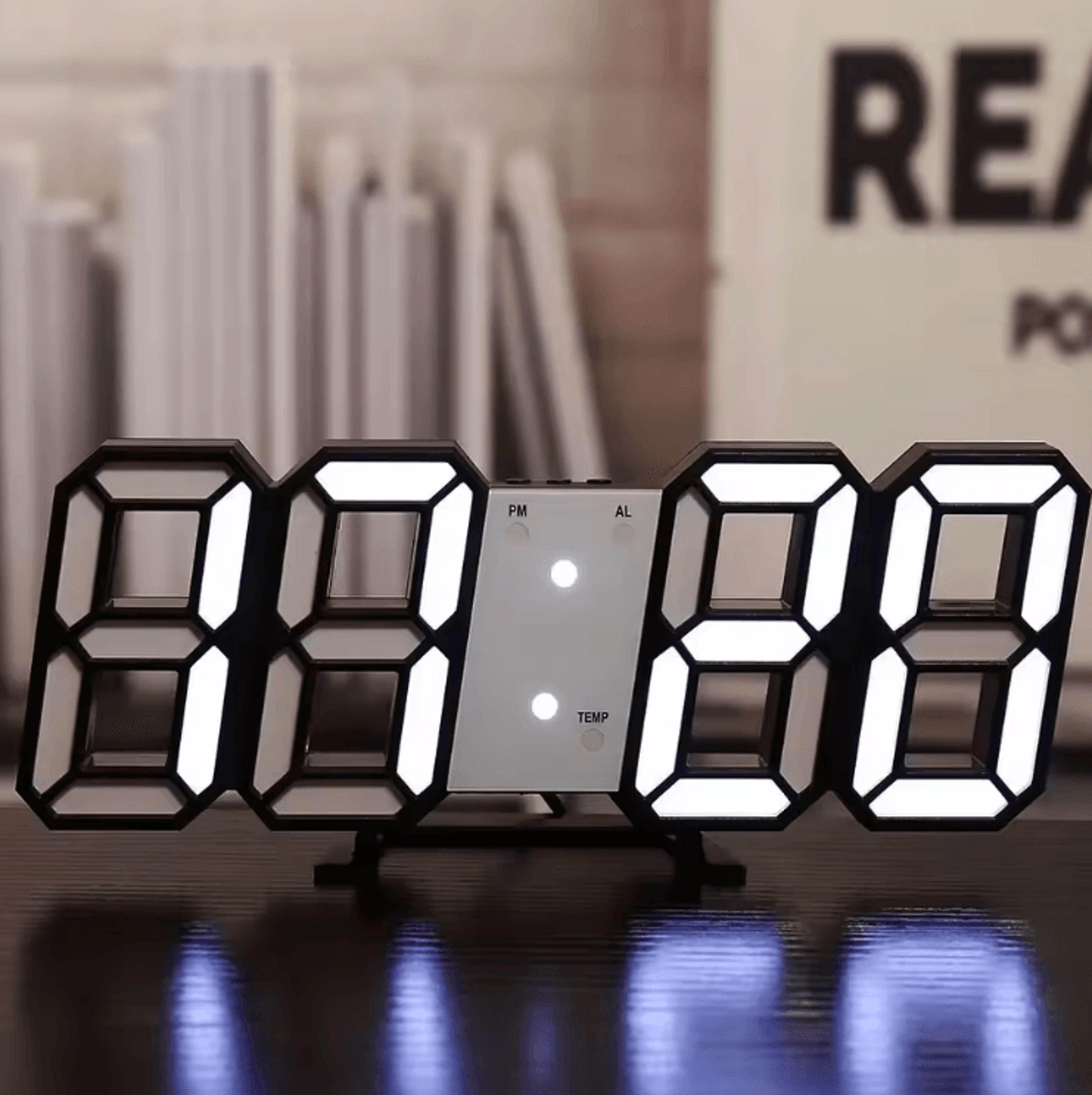 3D LED Digital Wall Clock  Modern Glow Night Mode Clock For Home Decor 5