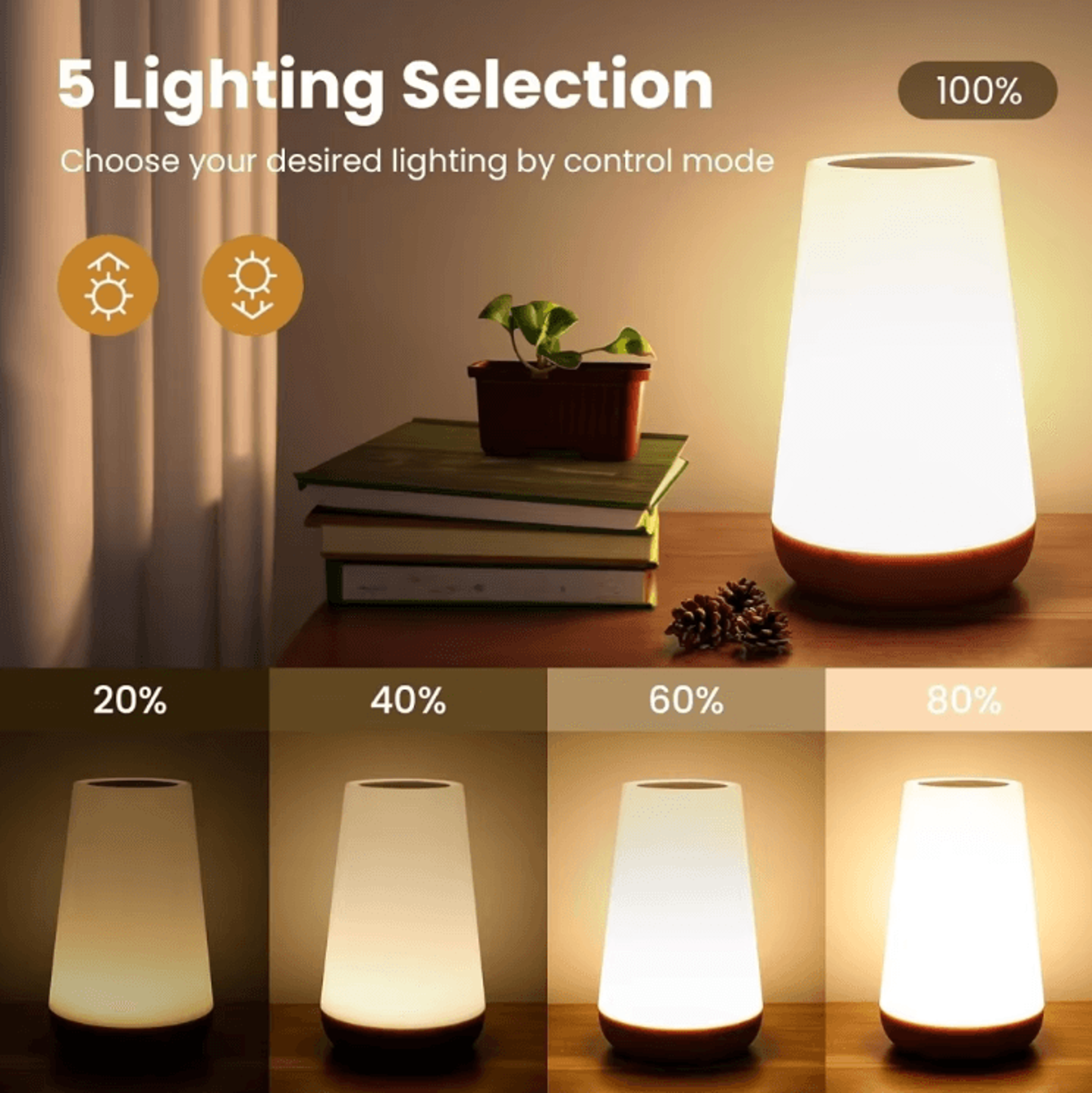 USB Rechargeable RGB Touch Lamp  Dimmable Bedside Night Light With 13 Colors 2