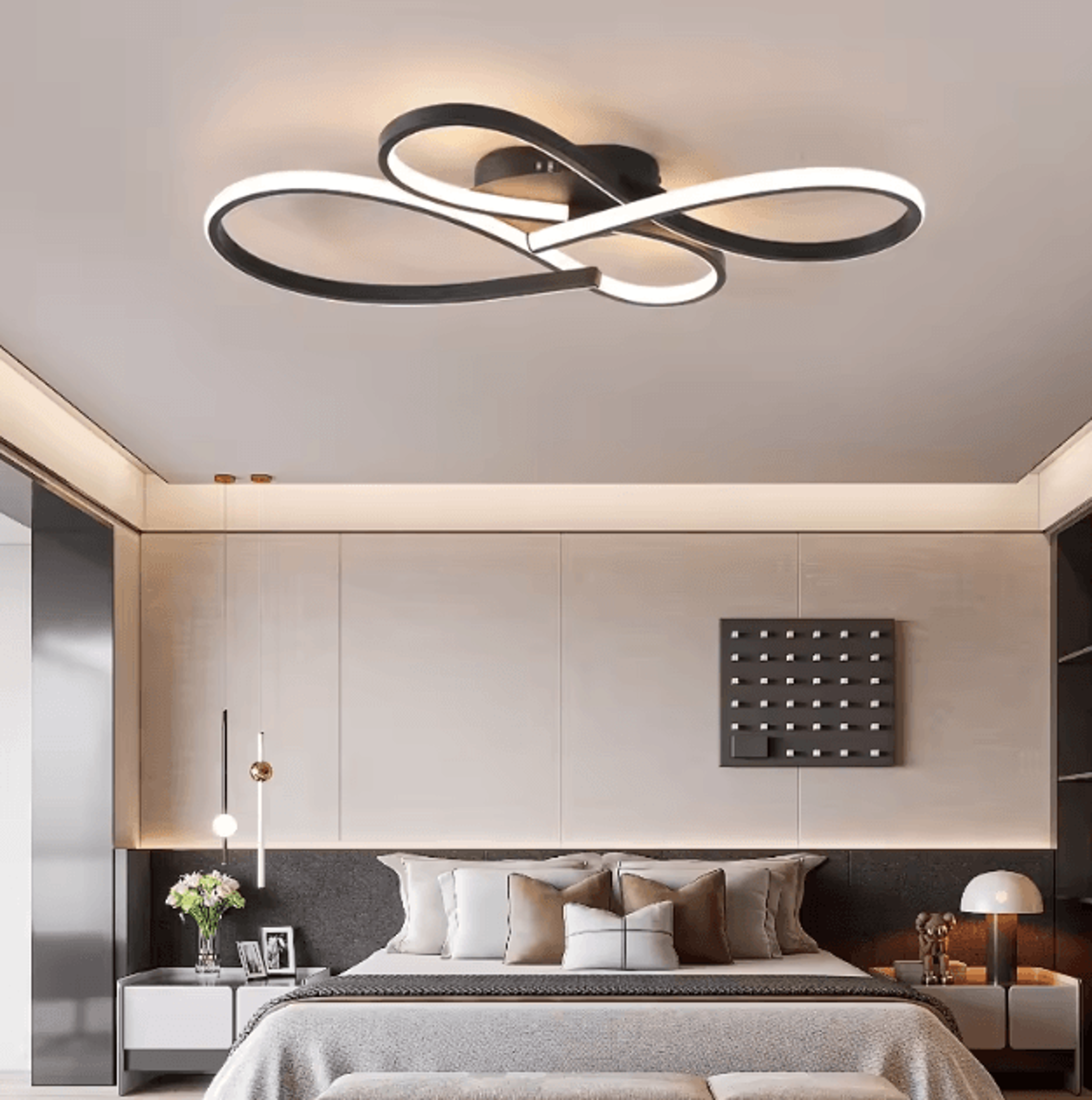 Modern LED Ceiling Light Black Minimalist Flush Mount Chandelier 0