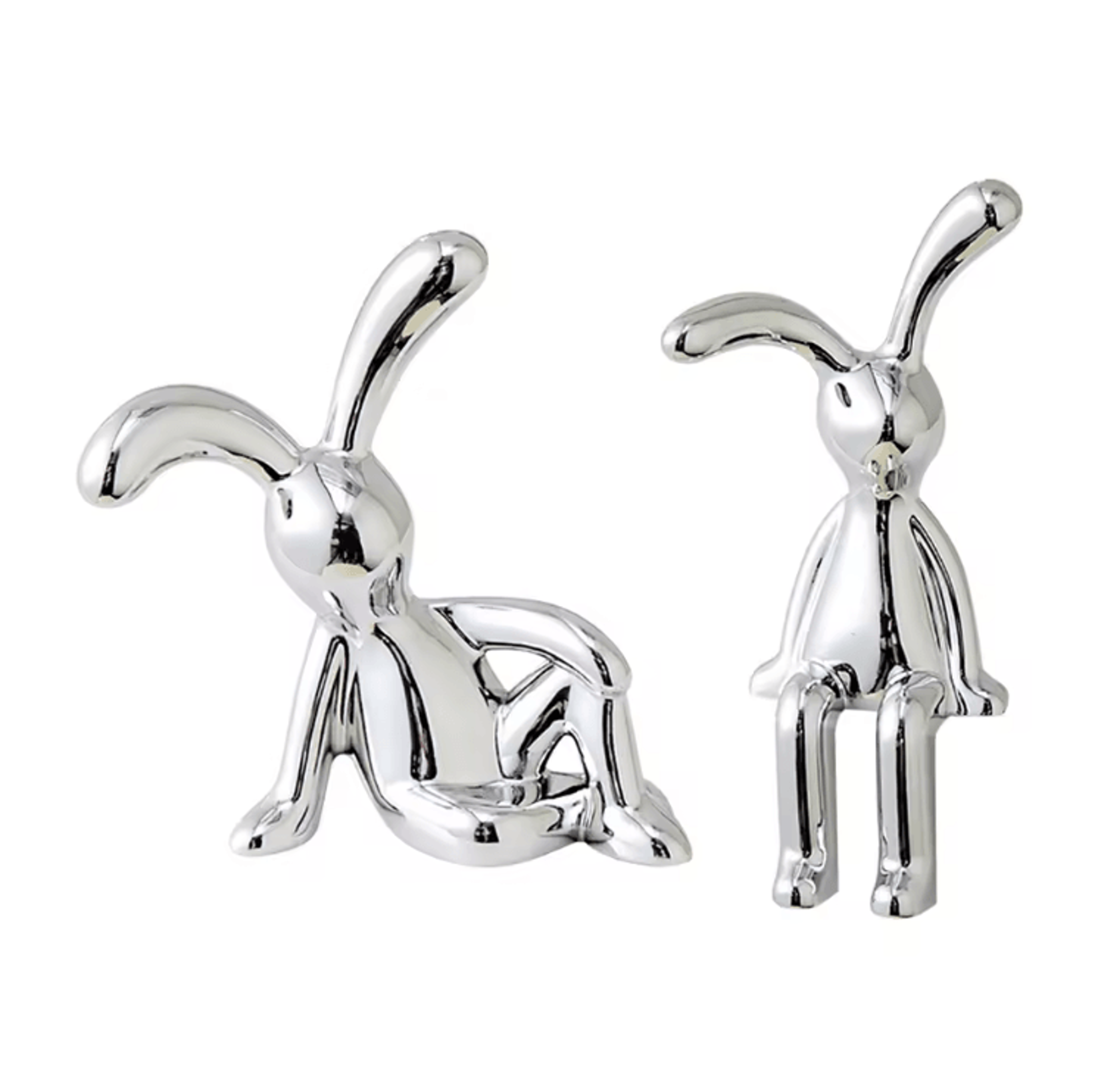 Cute Cartoon Rabbit Couple Statue Mini Bunny Figurines For Home  Desk Decor 3