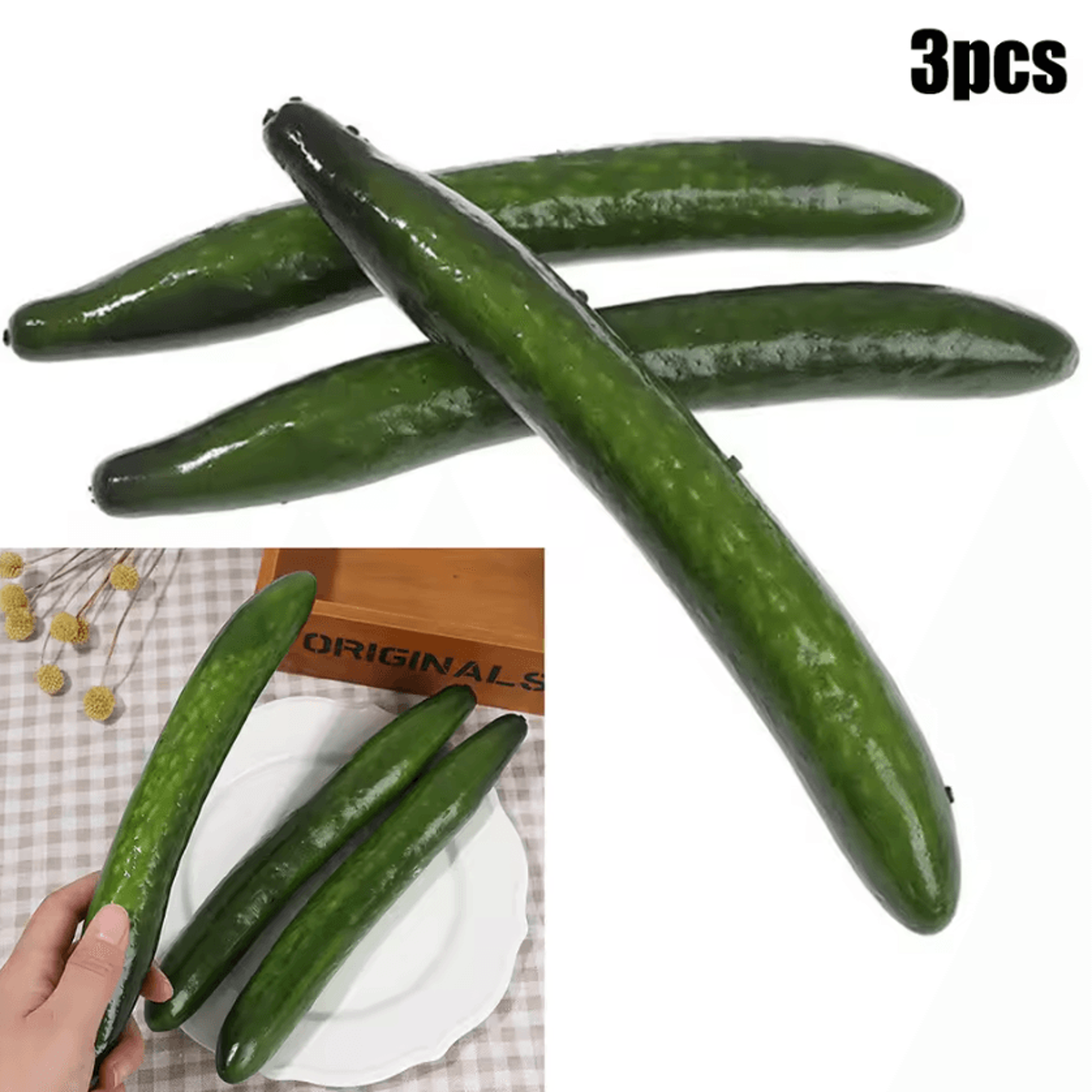 Realistic Fake Cucumber Set  Lifelike Artificial Vegetable Props For Kitchen  Display 2