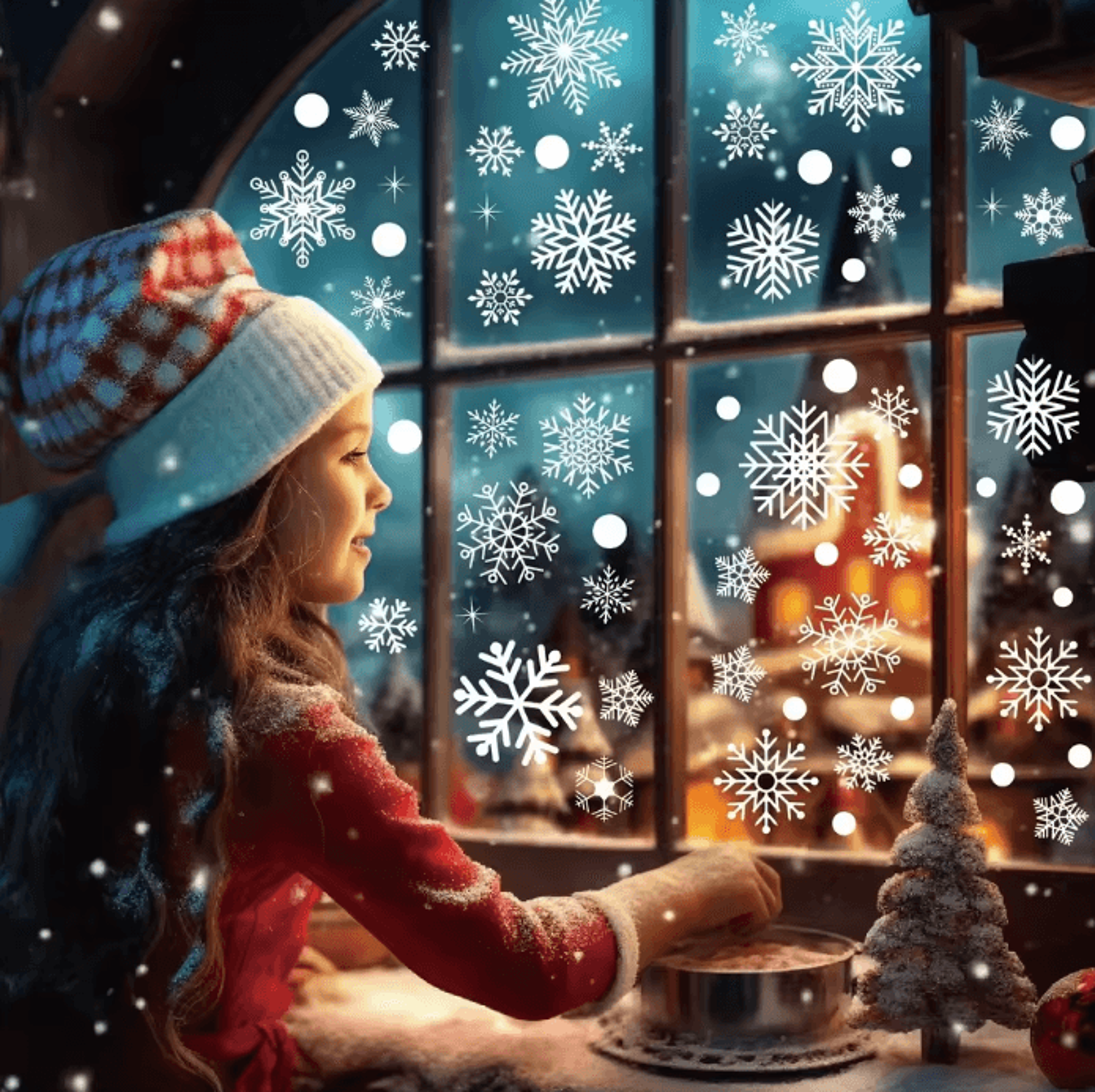 Merry Christmas Snowflake Window Stickers  Reusable Winter Wall  Glass Decor 1