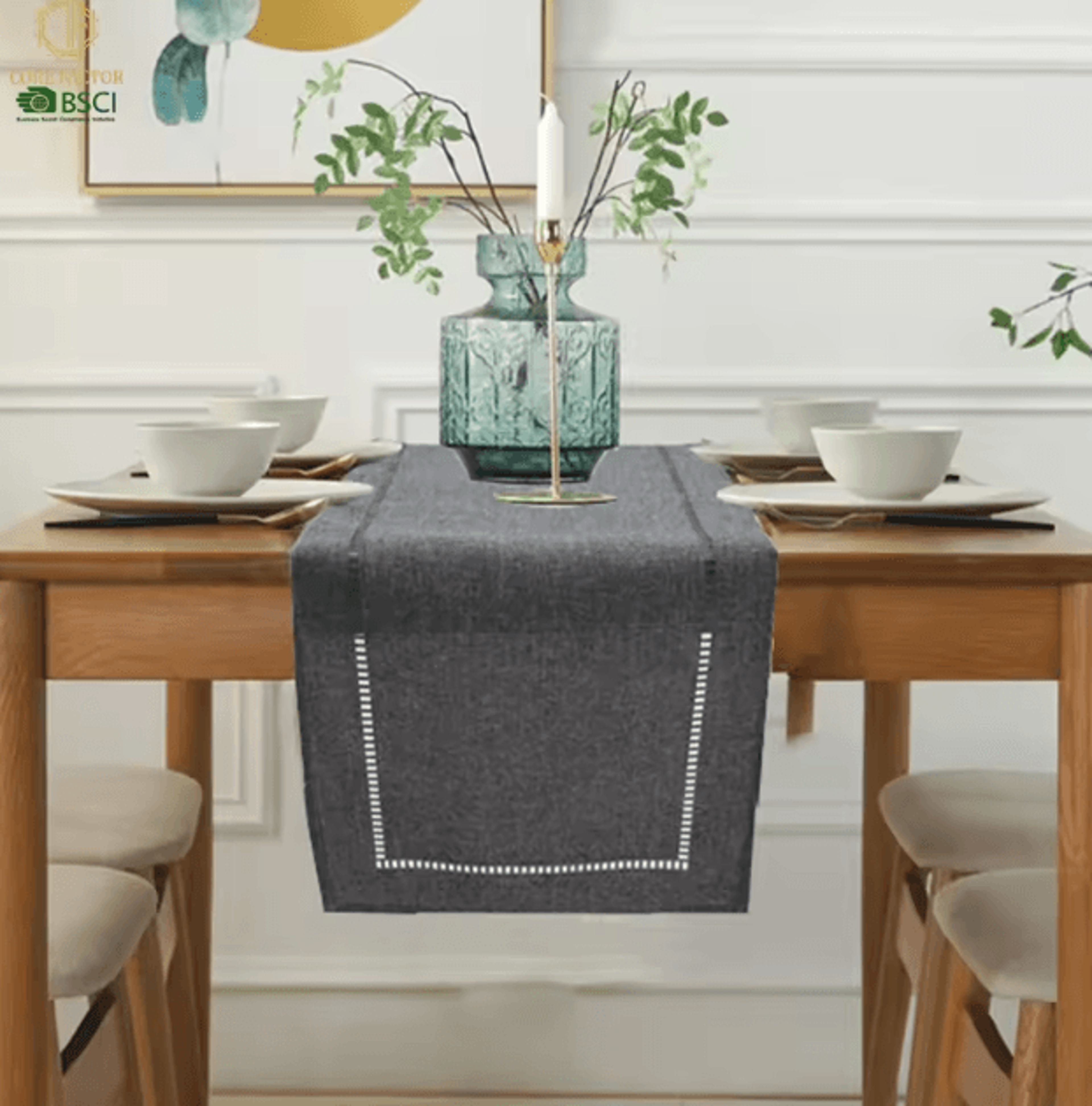 Classic Linen Table Runner  Rustic Farmhouse Dining Table Decor 0