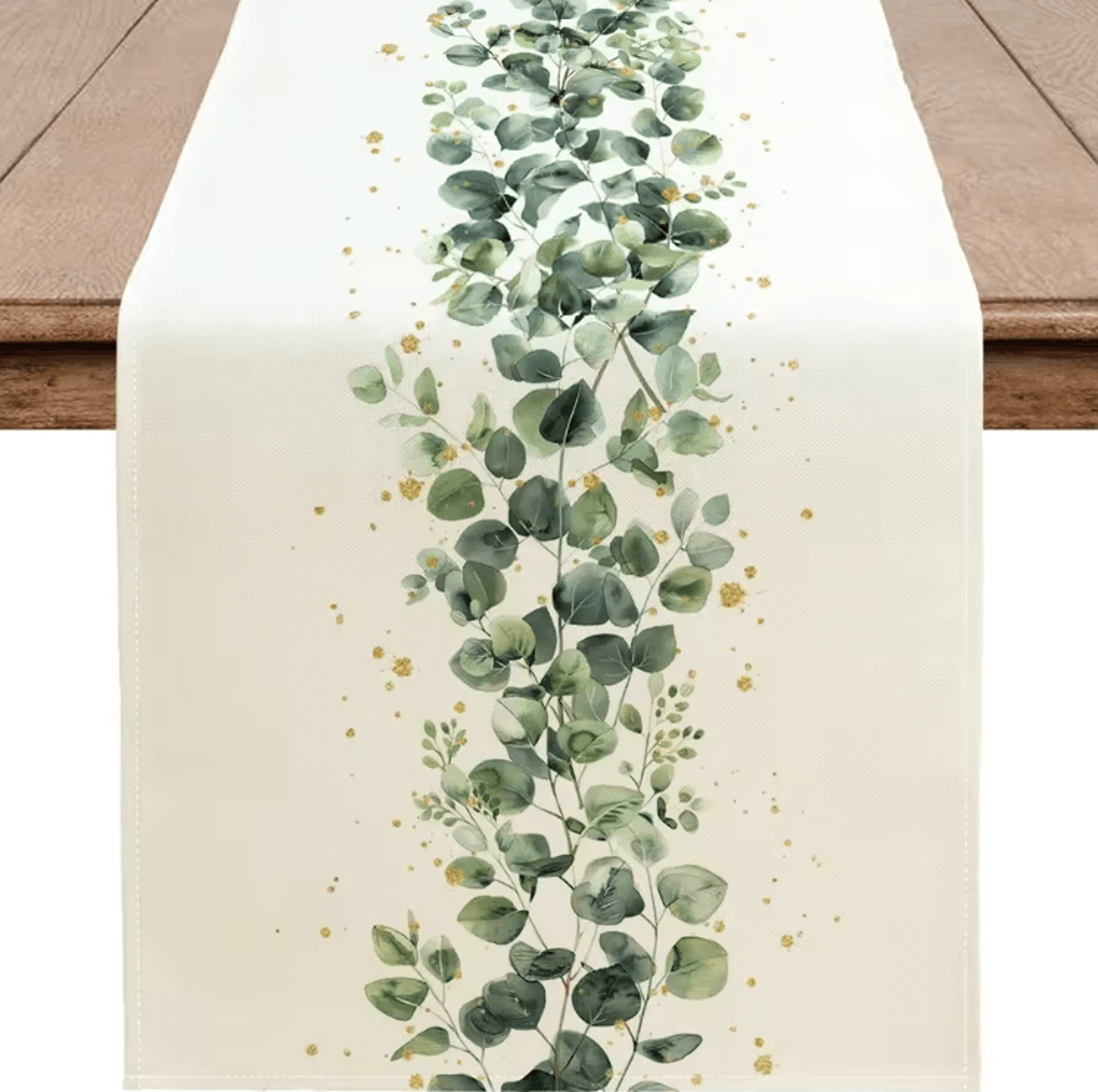 Eucalyptus Linen Table Runner  Green Botanical Farmhouse Table Decor 1