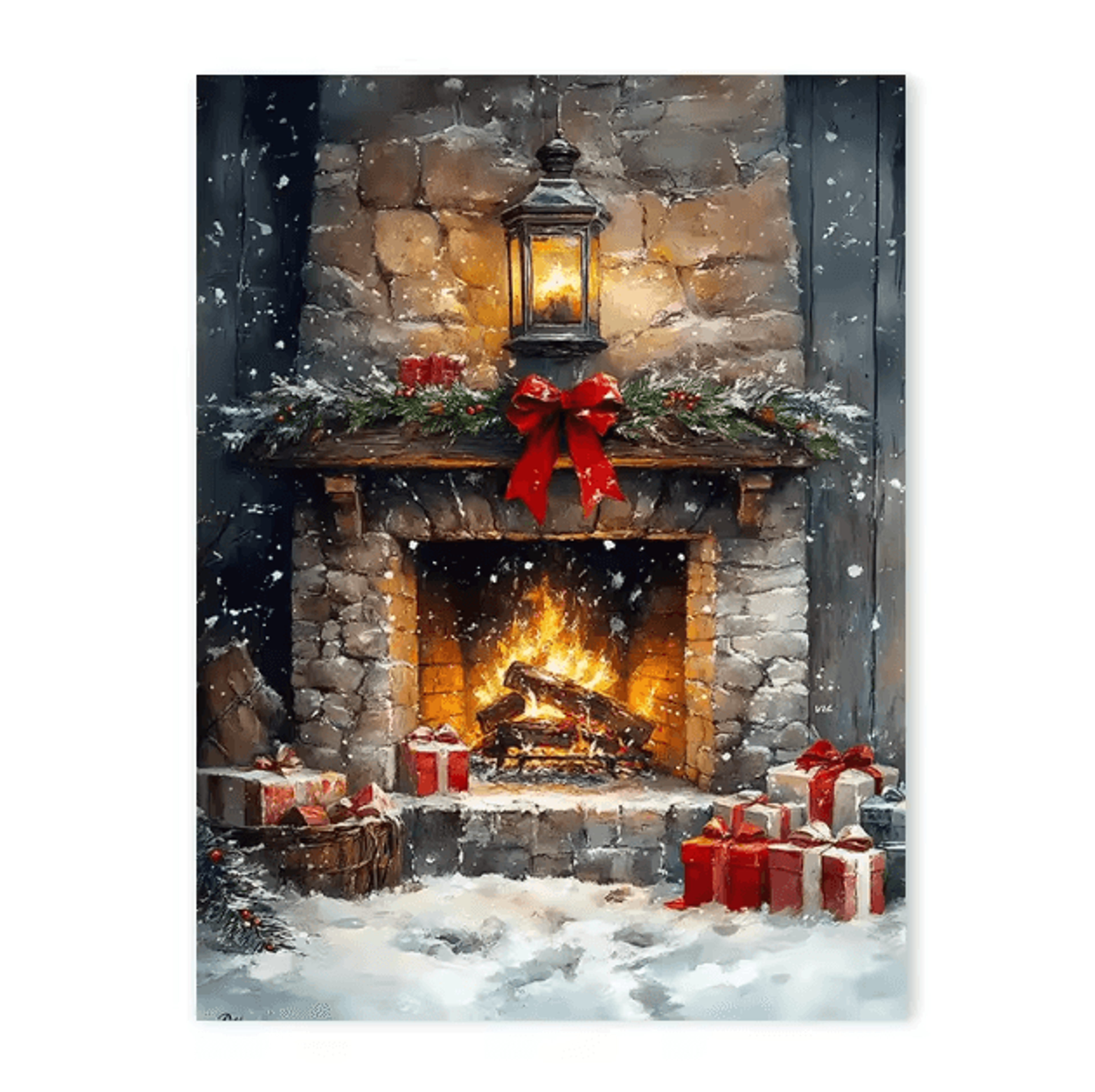 Vintage Red Truck Christmas Canvas Wall Art  Rustic Winter Farmhouse Decor 1