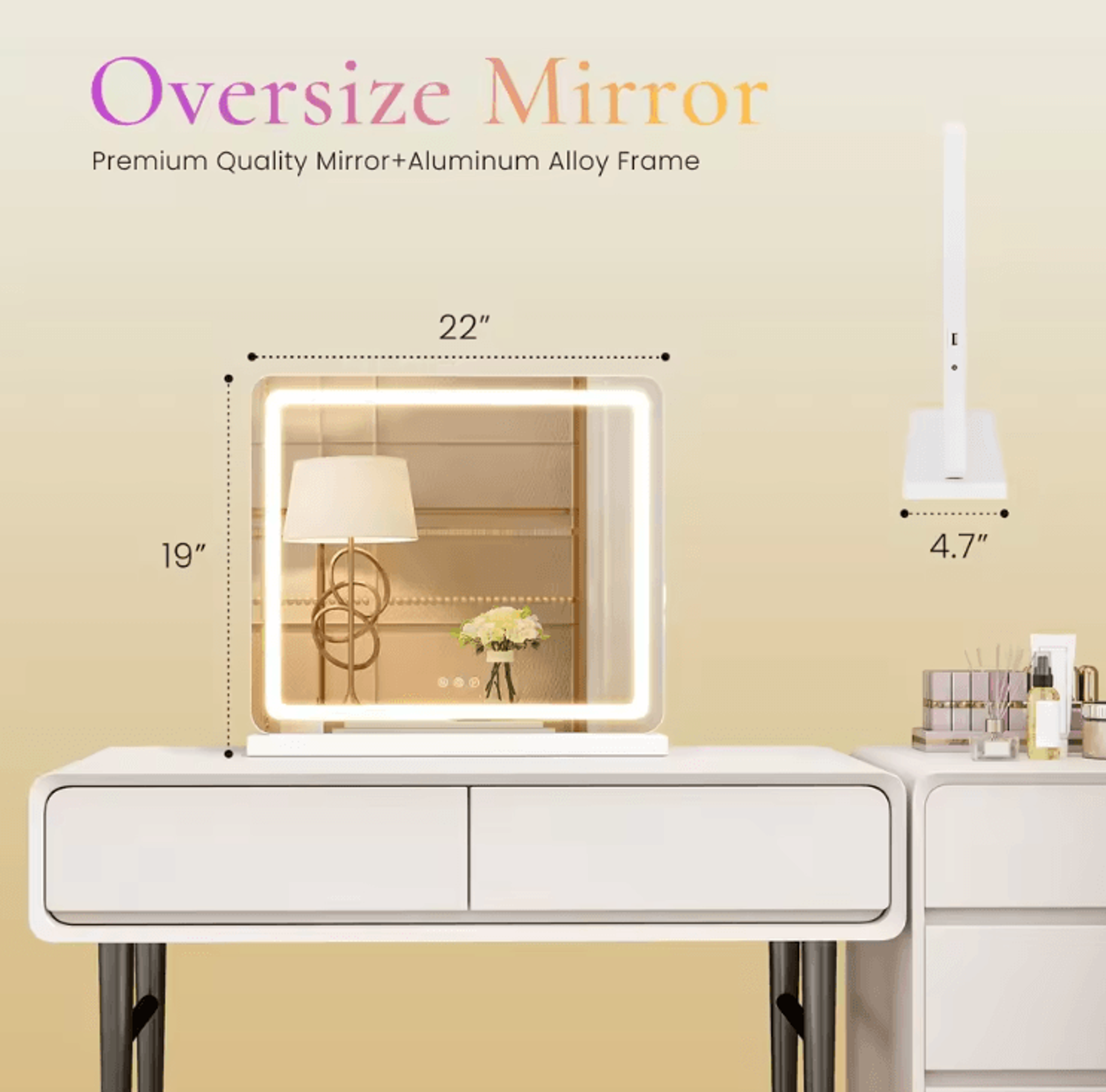 JHK LED Vanity Mirror With Lights  Modern LED Vanity Mirror With Dimmable 3 Color Modes  Memory Fun 2
