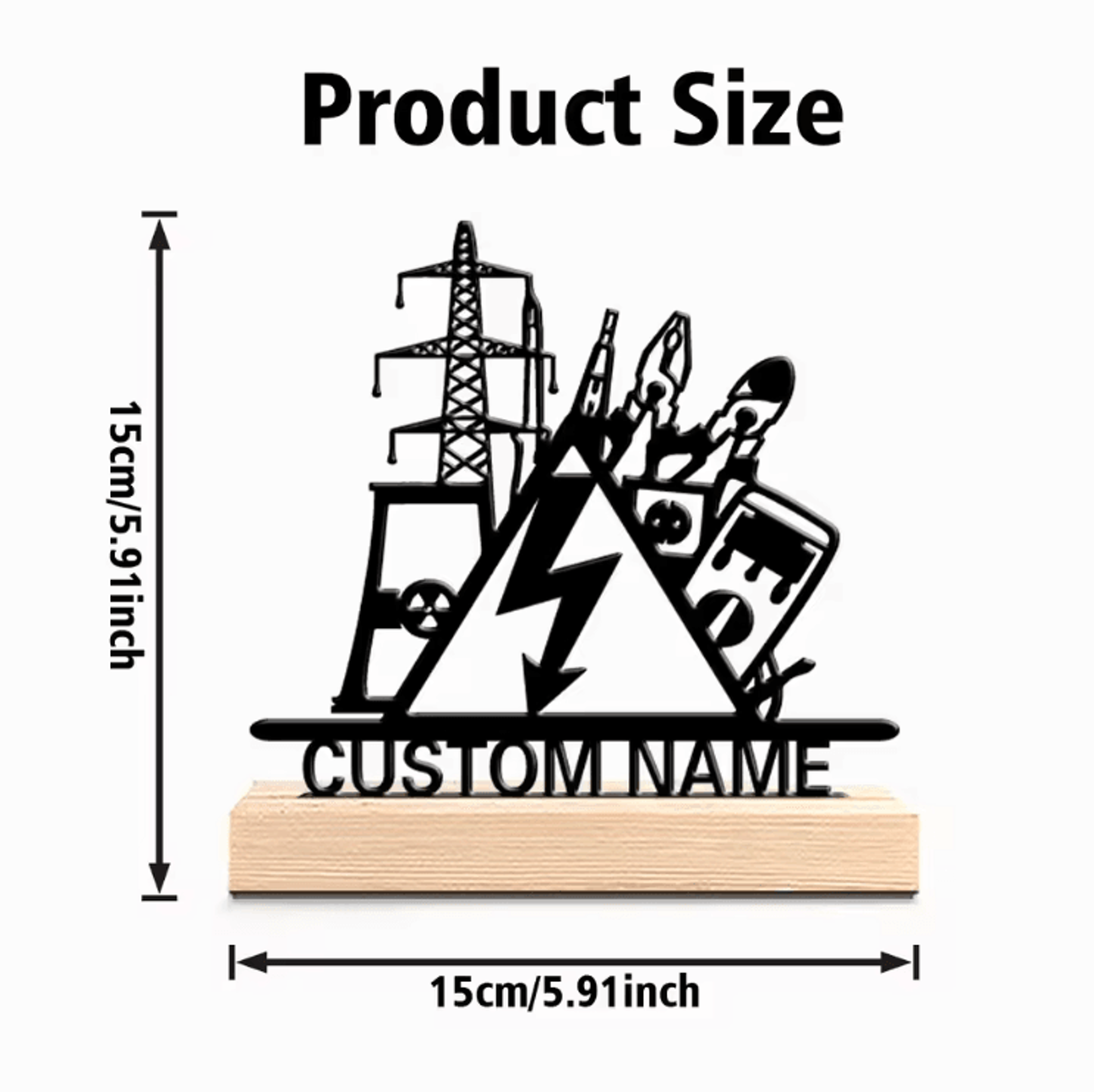 Personalized Electrical Engineer Metal Sculpture  Custom Electrical Engineer Desk Decor With Wooden 2