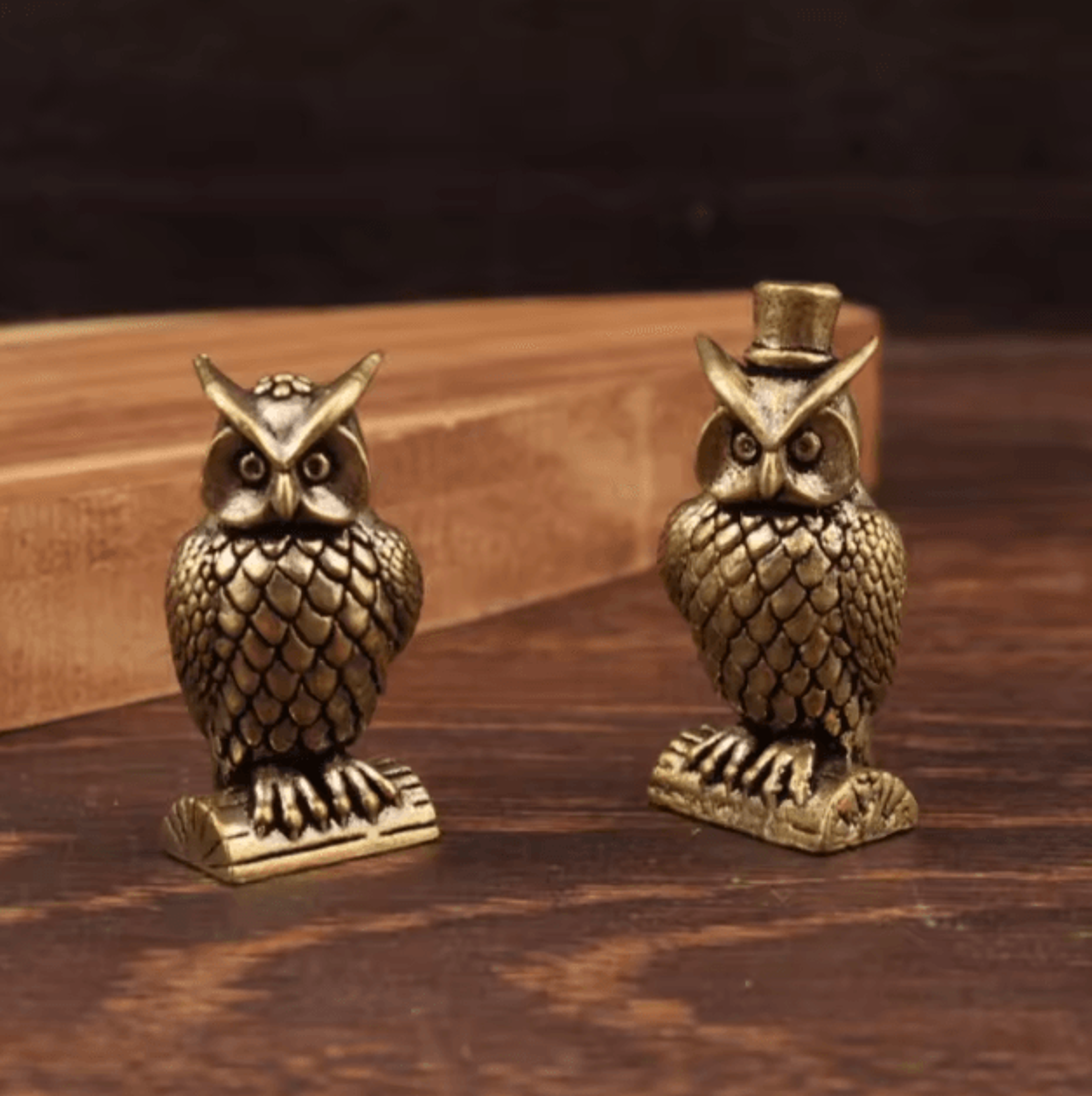 Handcrafted Brass Owl Figurine  Boho Mini Desk Decor  Unique Gift Accent 0