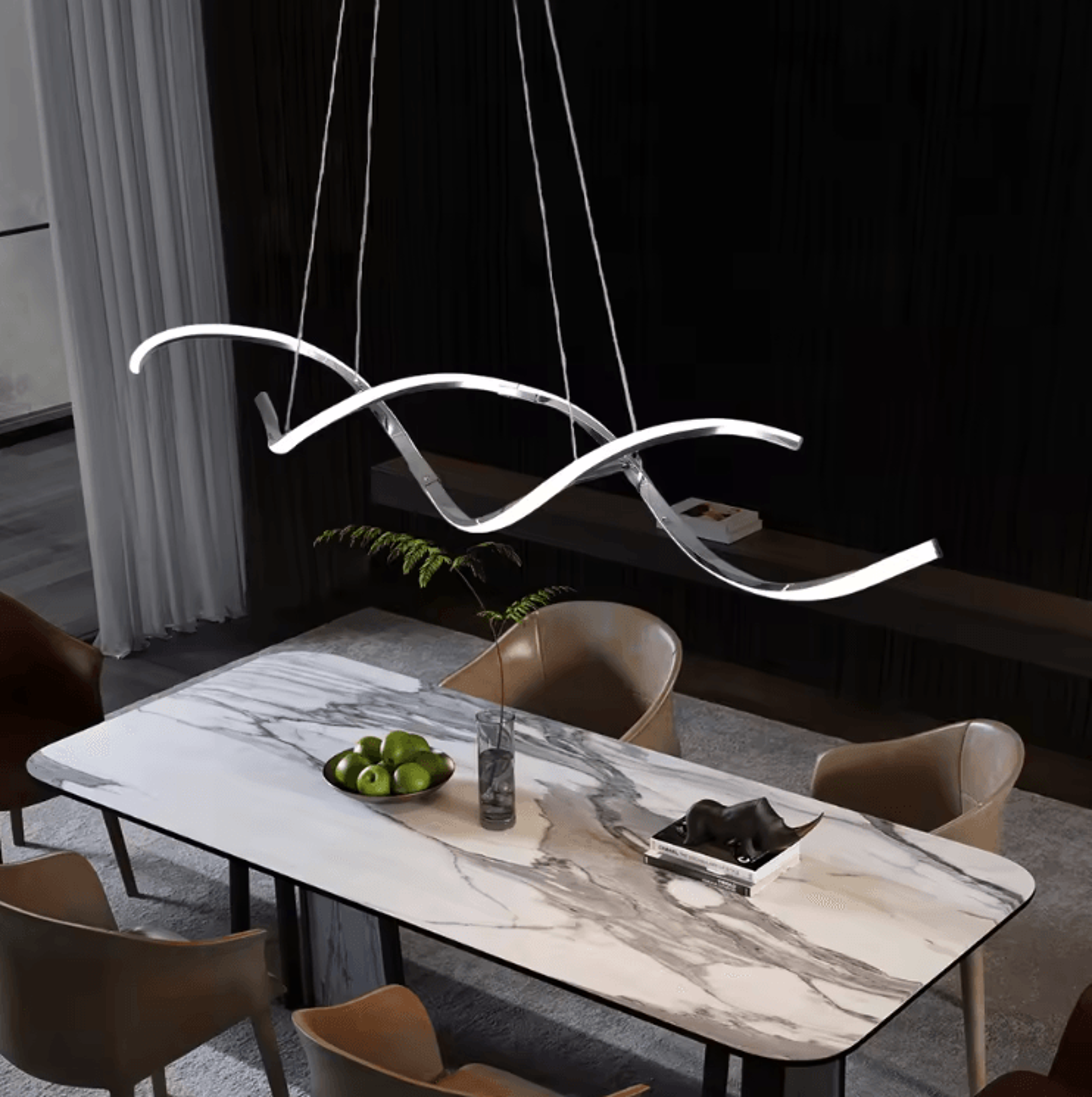 Modern Linear LED Chandelier  Sleek Pendant Light For Dining Room  Kitchen 1