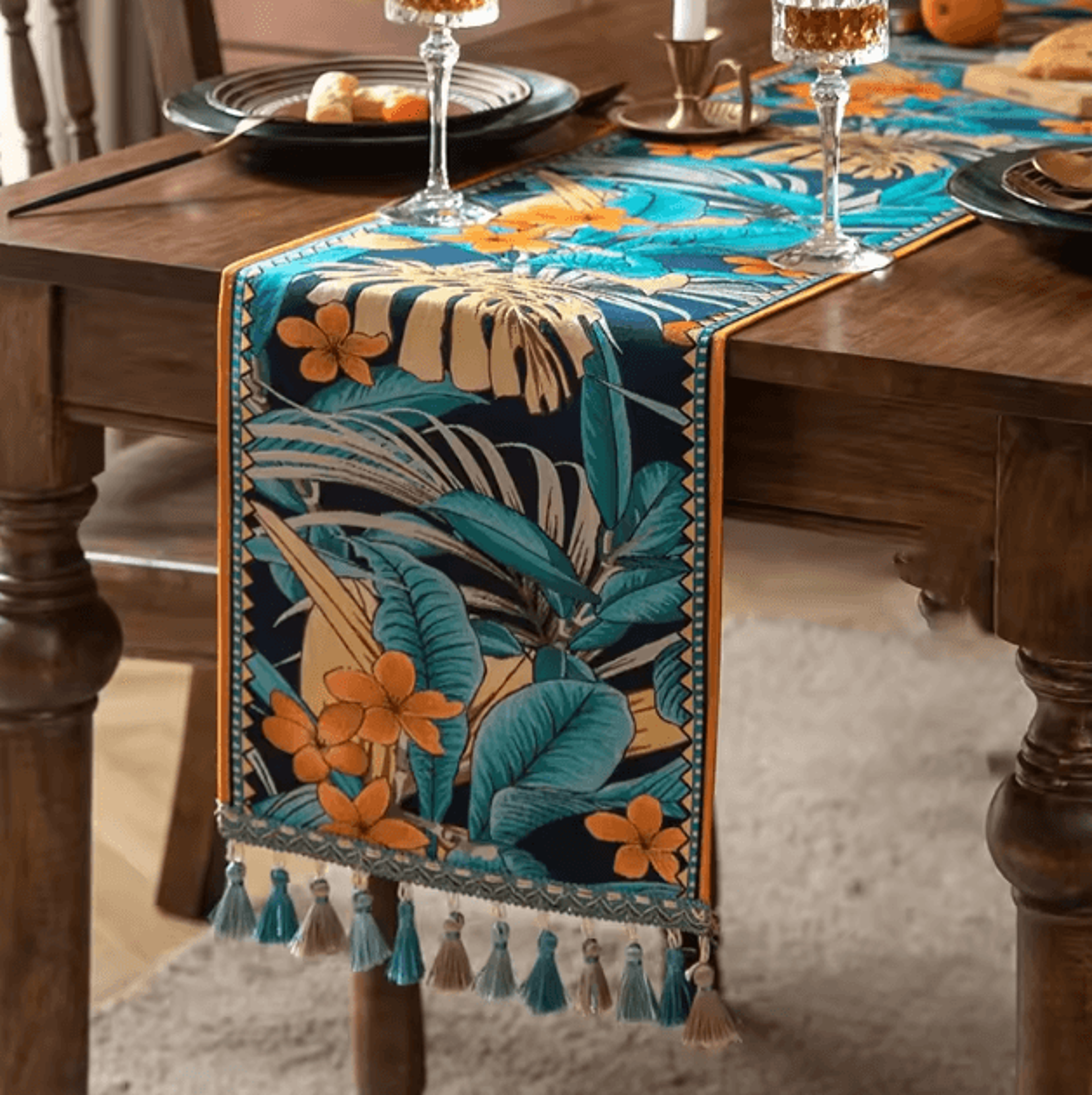 Farmhouse Lemon Floral Table Runner  Rustic Linen Decor For Kitchen  Dining 7