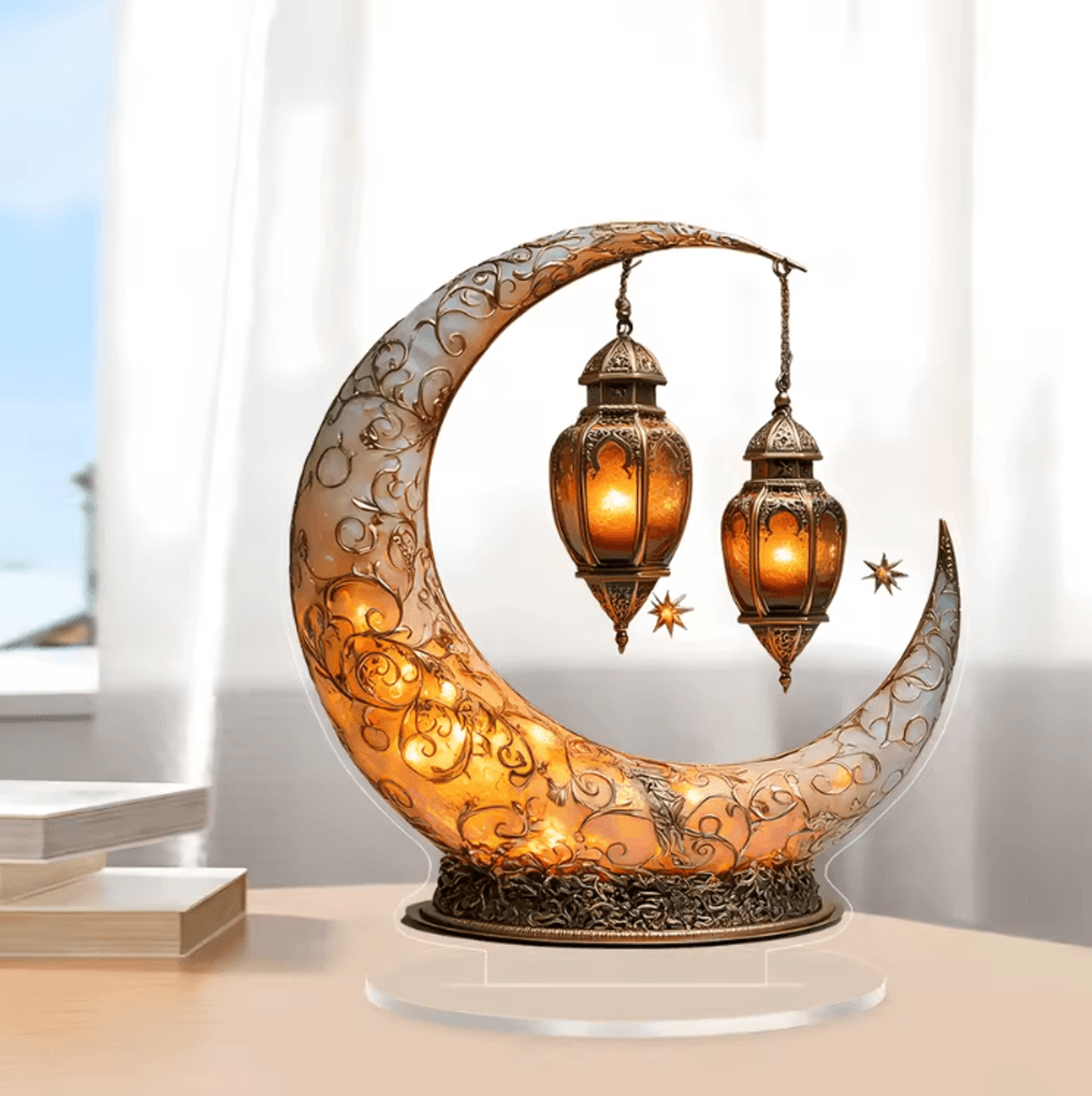 Celestial Moon  Star Acrylic Desk Decor  Minimalist 2D Tabletop Ornament 0