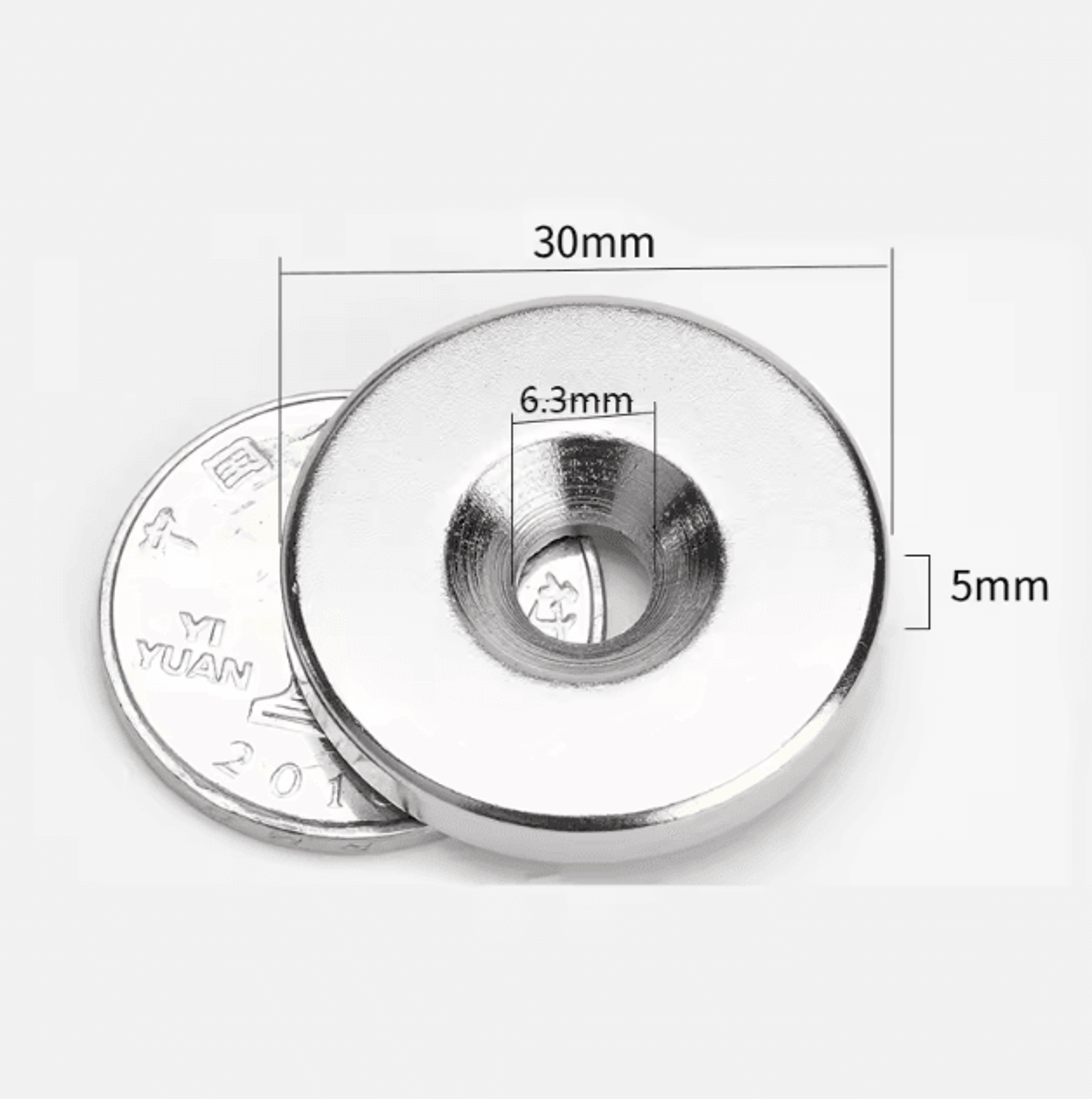 N52 Countersunk Neodymium Magnet Set  Heavy Duty 30mm Disc With Mounting Hole 0