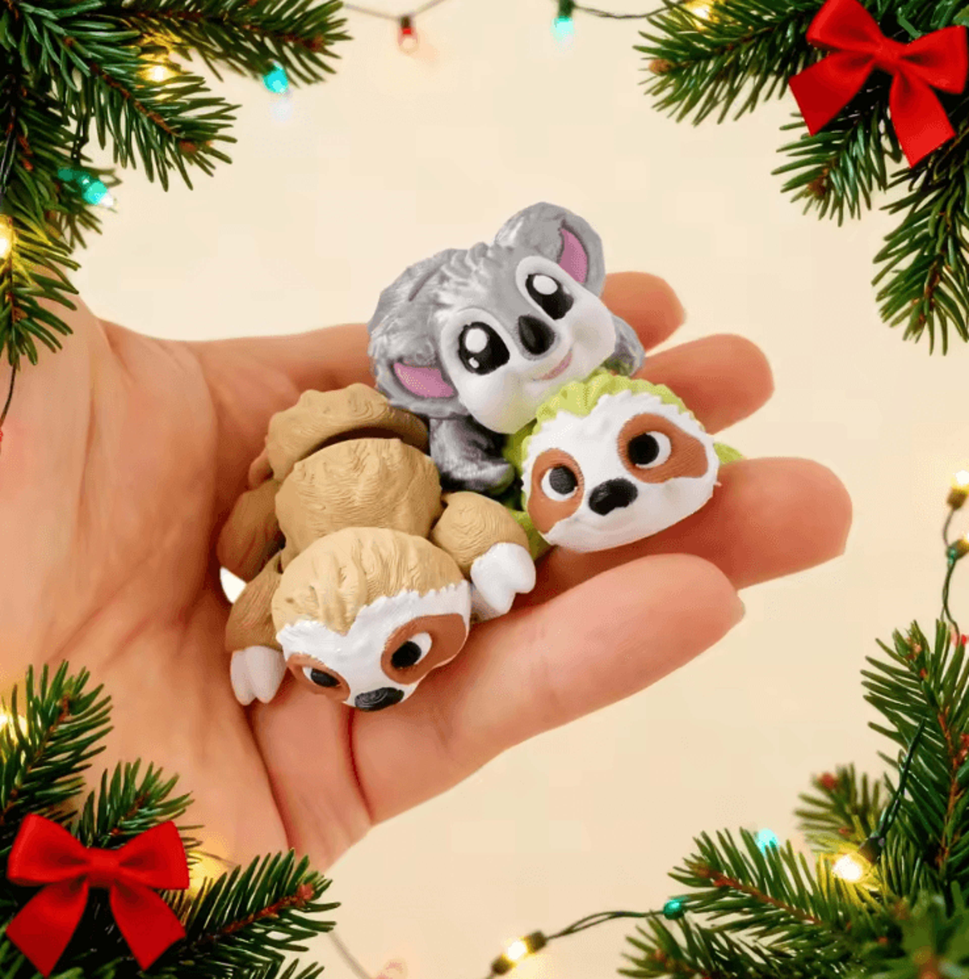 3D Printed Articulated Sloth  Koala Figurines  Cute Poseable Desk  Gift Decor 0