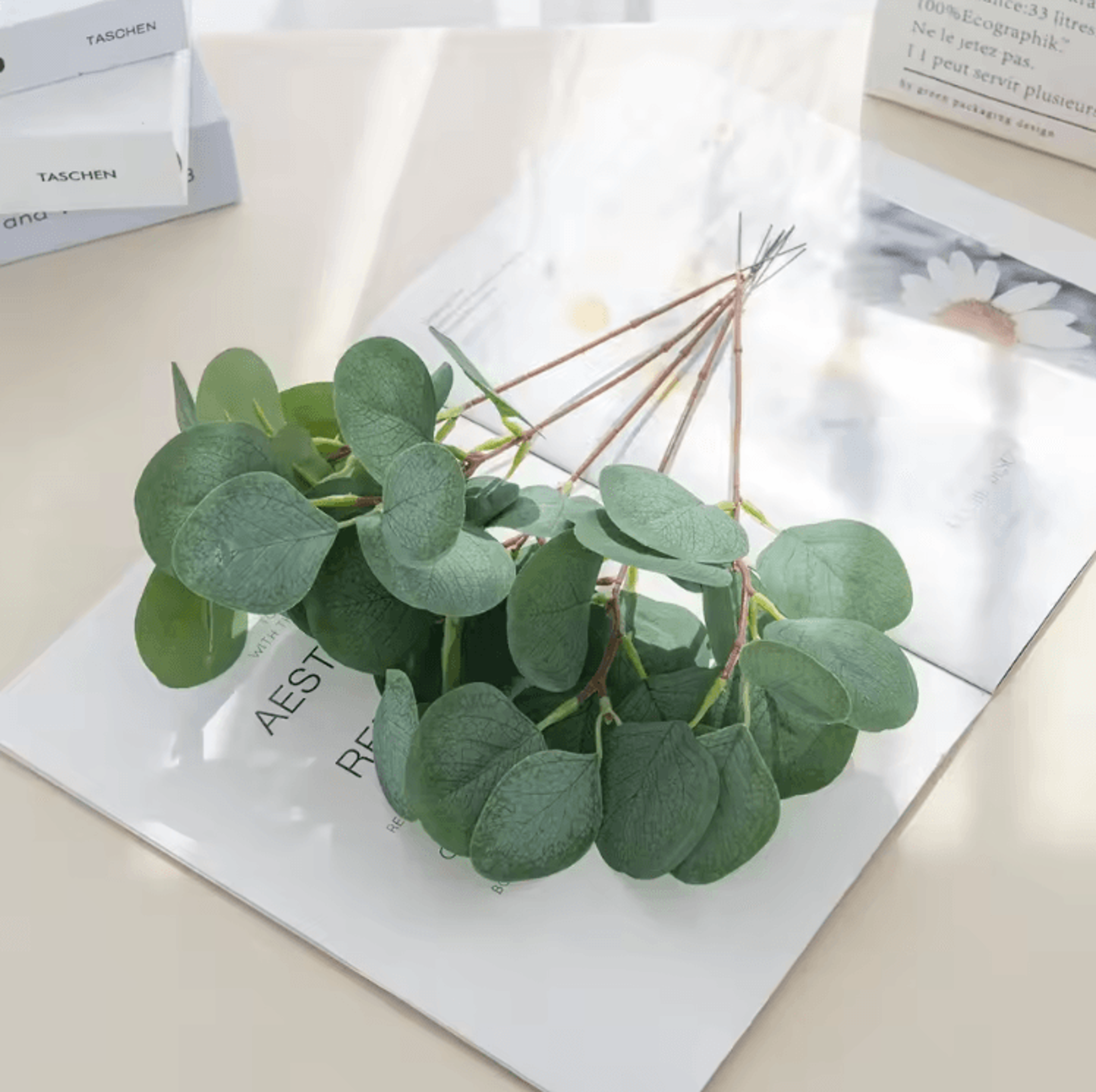 10PCS Silk Eucalyptus Leaves Stems  Artificial Greenery For DIY Decor  Floral Arrangements 3