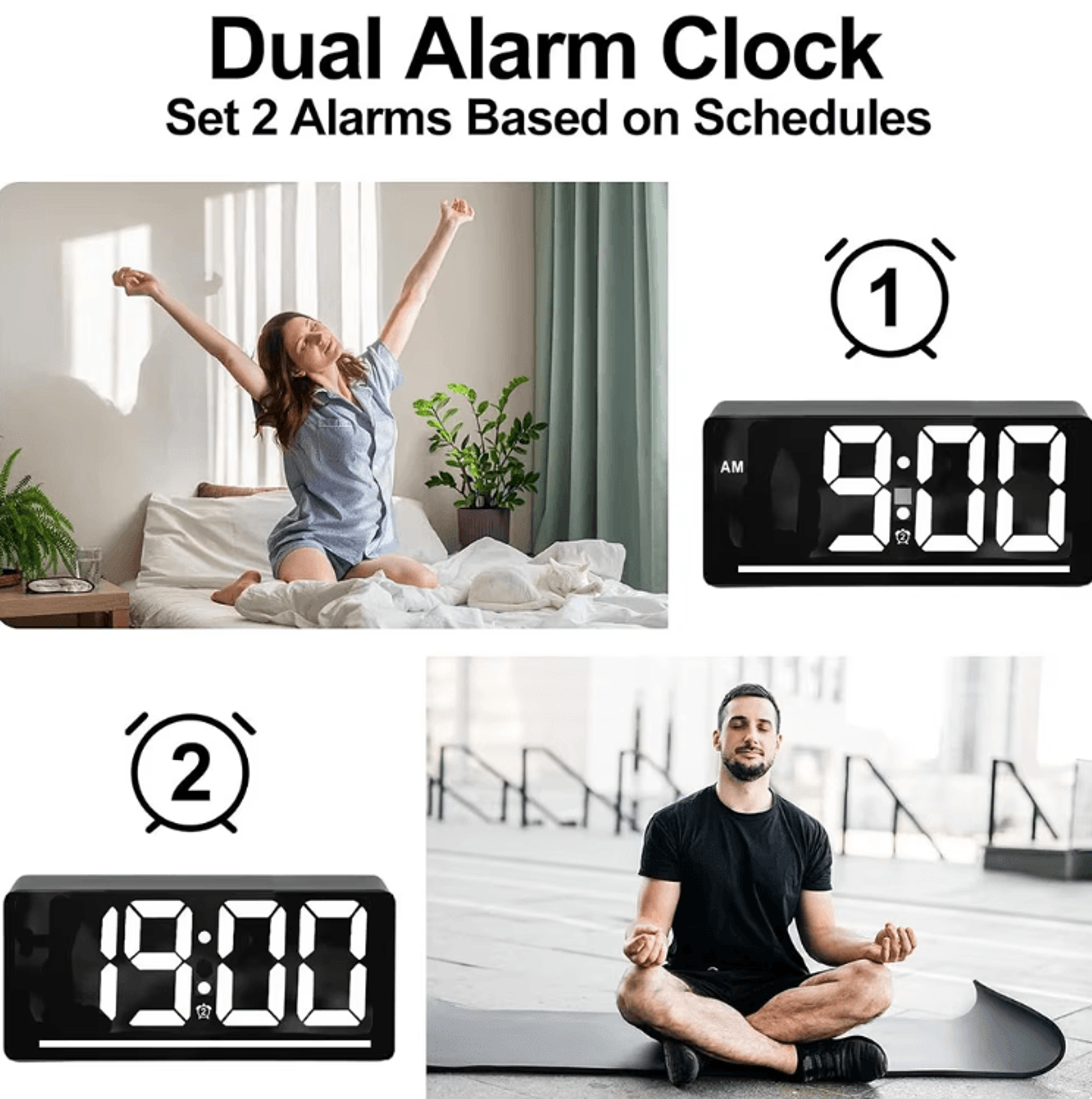 Large Display Digital Alarm Clock  LED Temperature Clock With Night Light For Home  Office 1