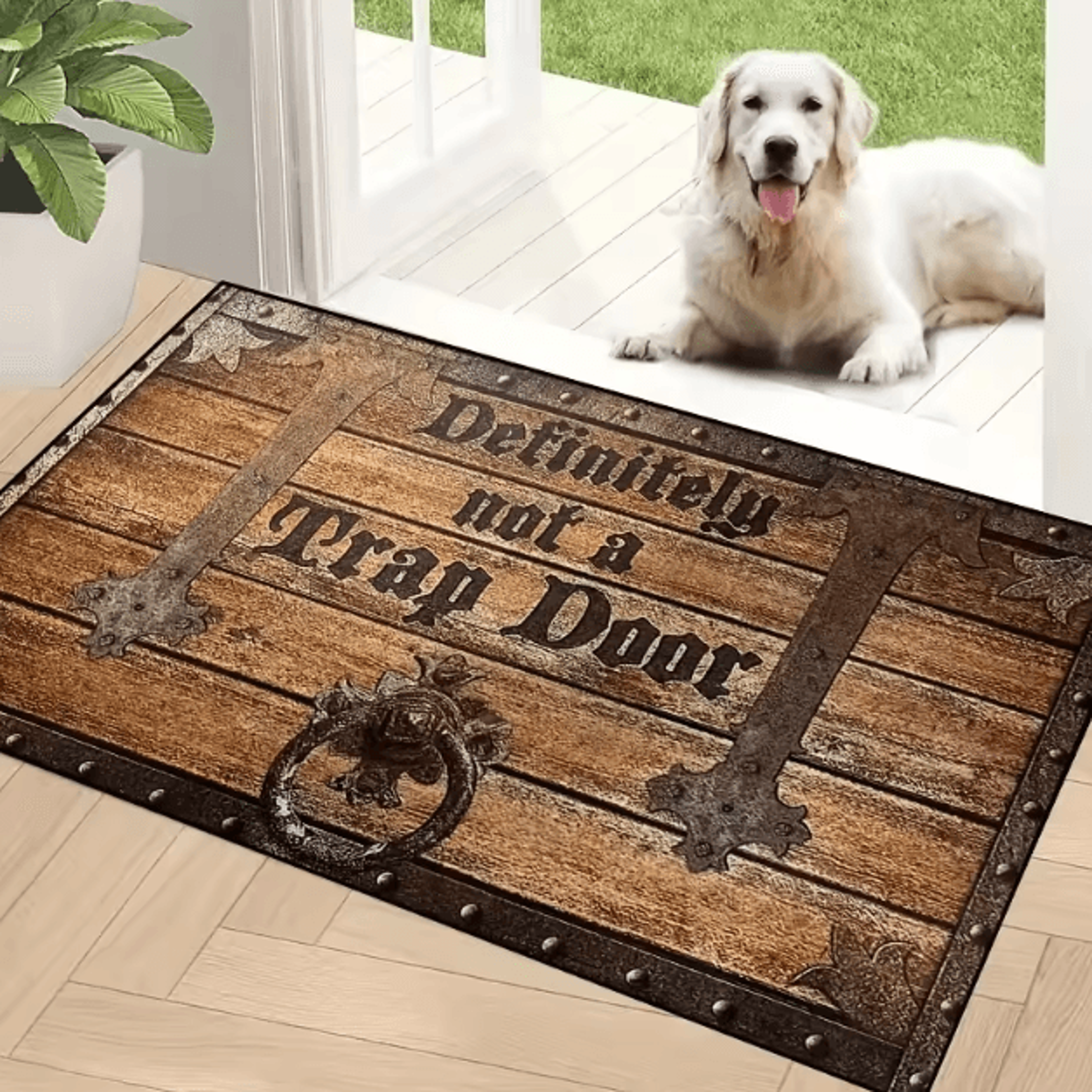 Rustic Wooden Box Trap Doormat  Washable Absorbent Entryway Rug For Home Decor 1