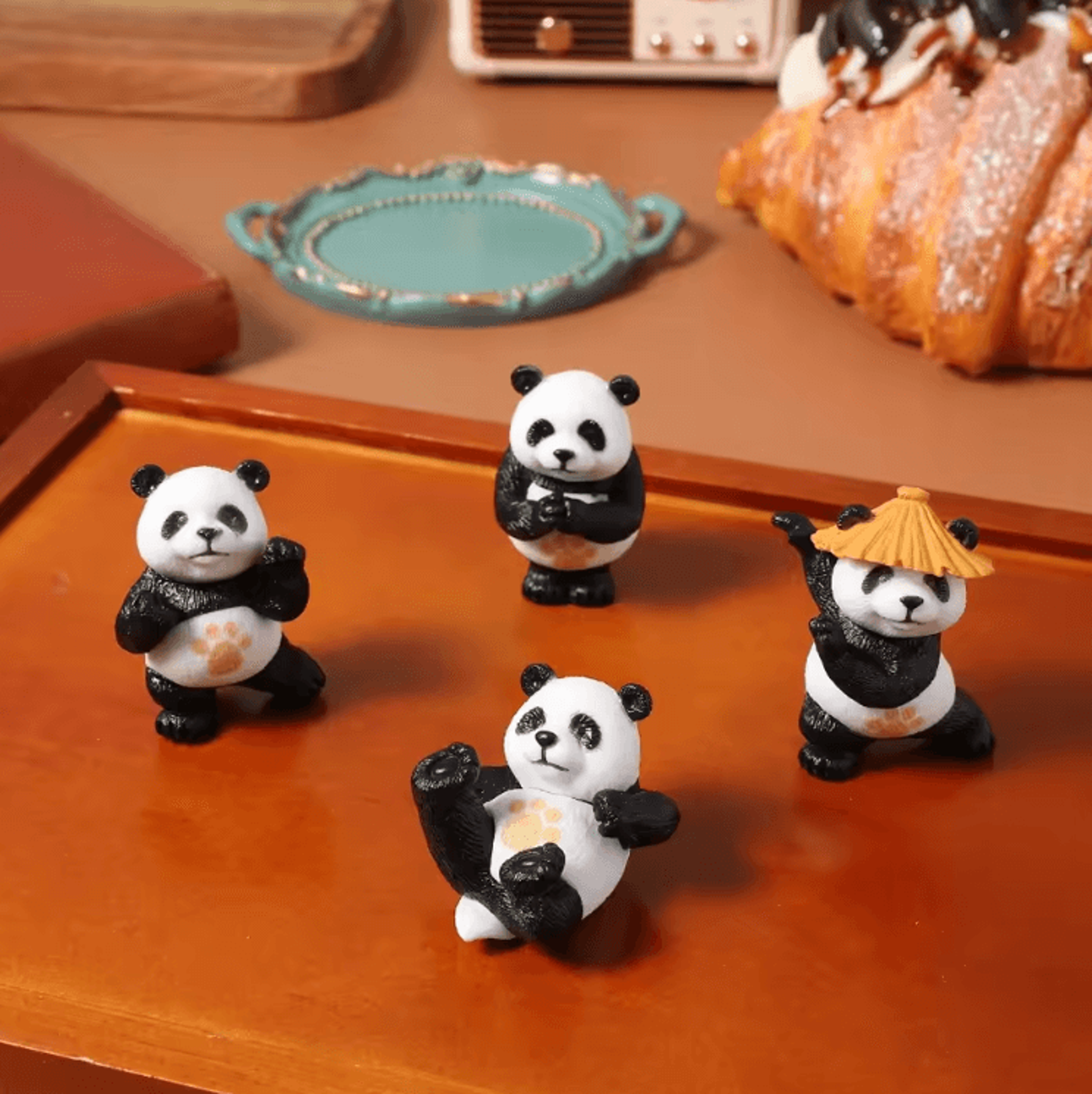Mini Kung Fu Panda Figurine  Cute Desk  Bonsai Animal Decor Ornament 0