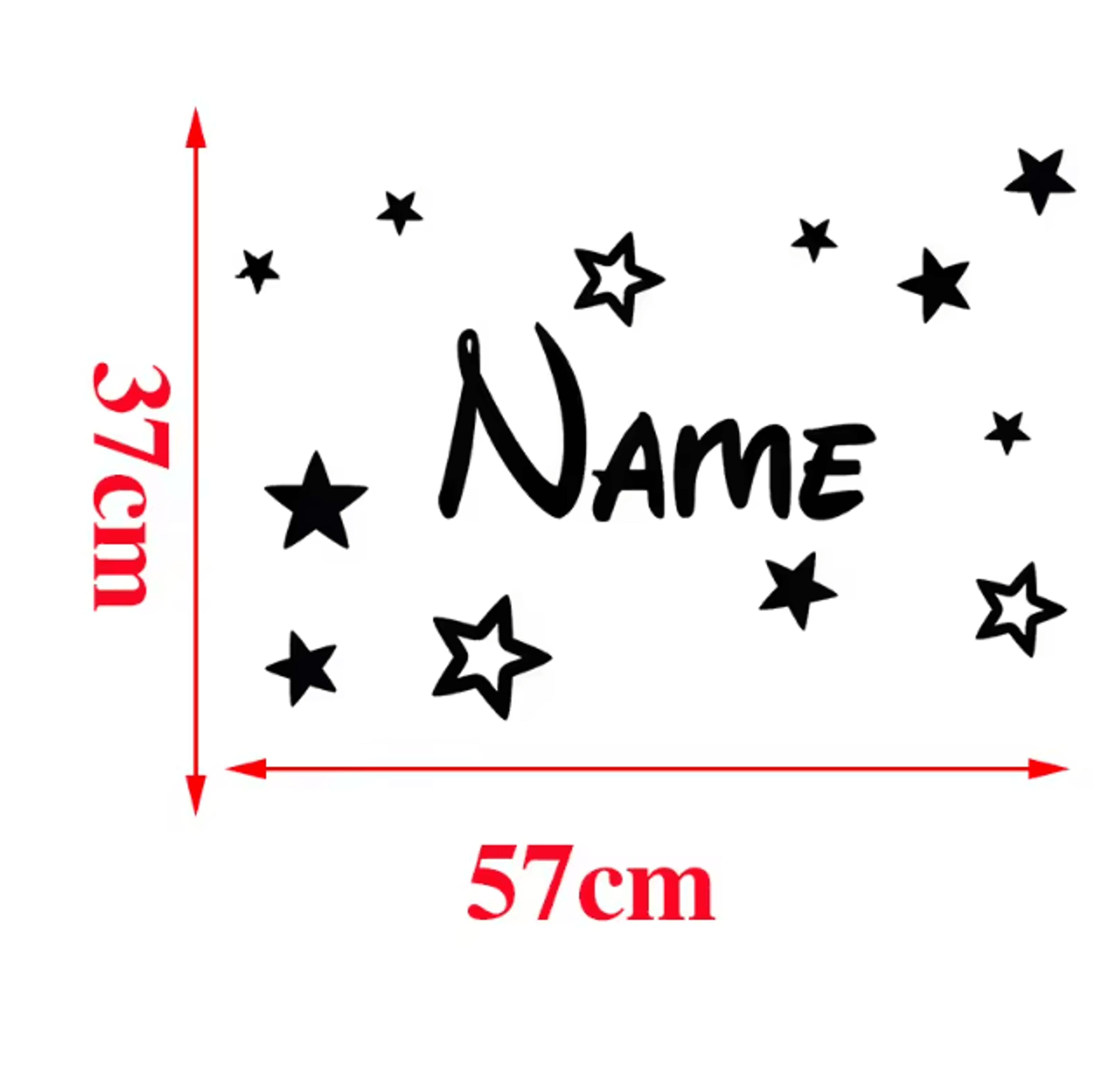 Personalized Name Wall Sticker With Stars  Custom Kids Room Vinyl Decor 30 20cm 3