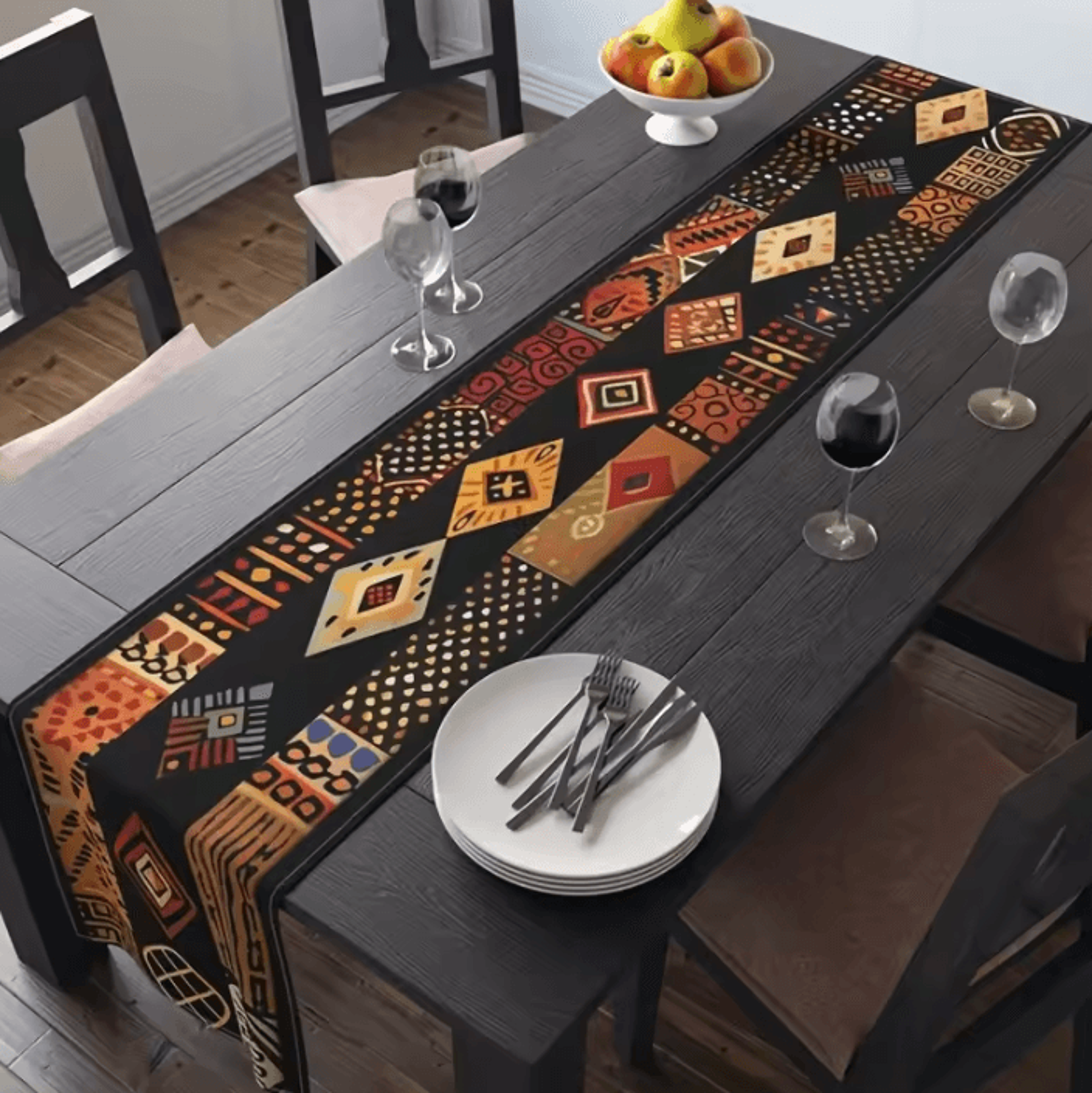 African Tribal Pattern Table Runner  Traditional Linen Dining  Home Decor 0