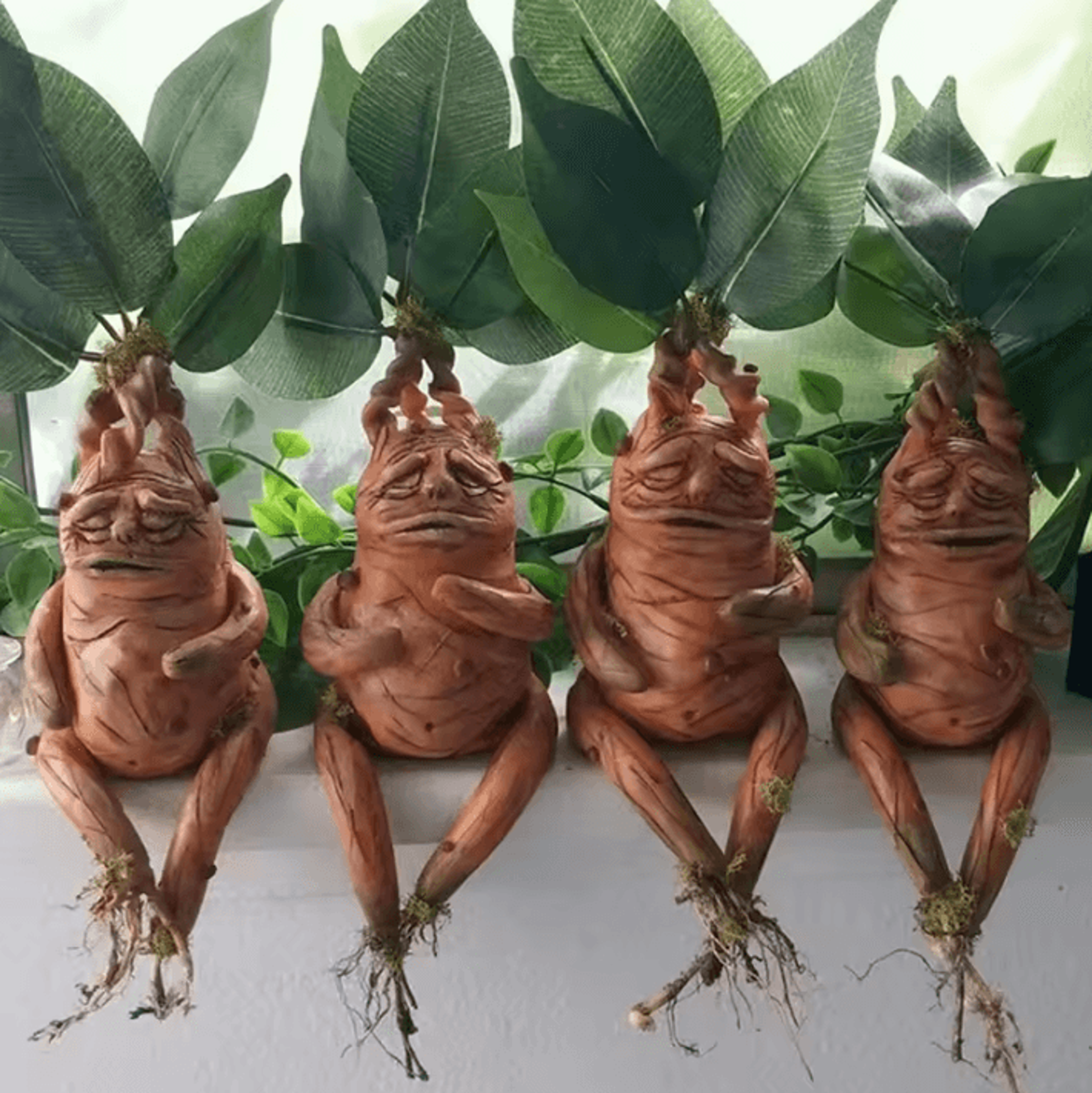Mandrake Grass Resin Statue  Whimsical Mythical Plant Garden  Home Decor 1