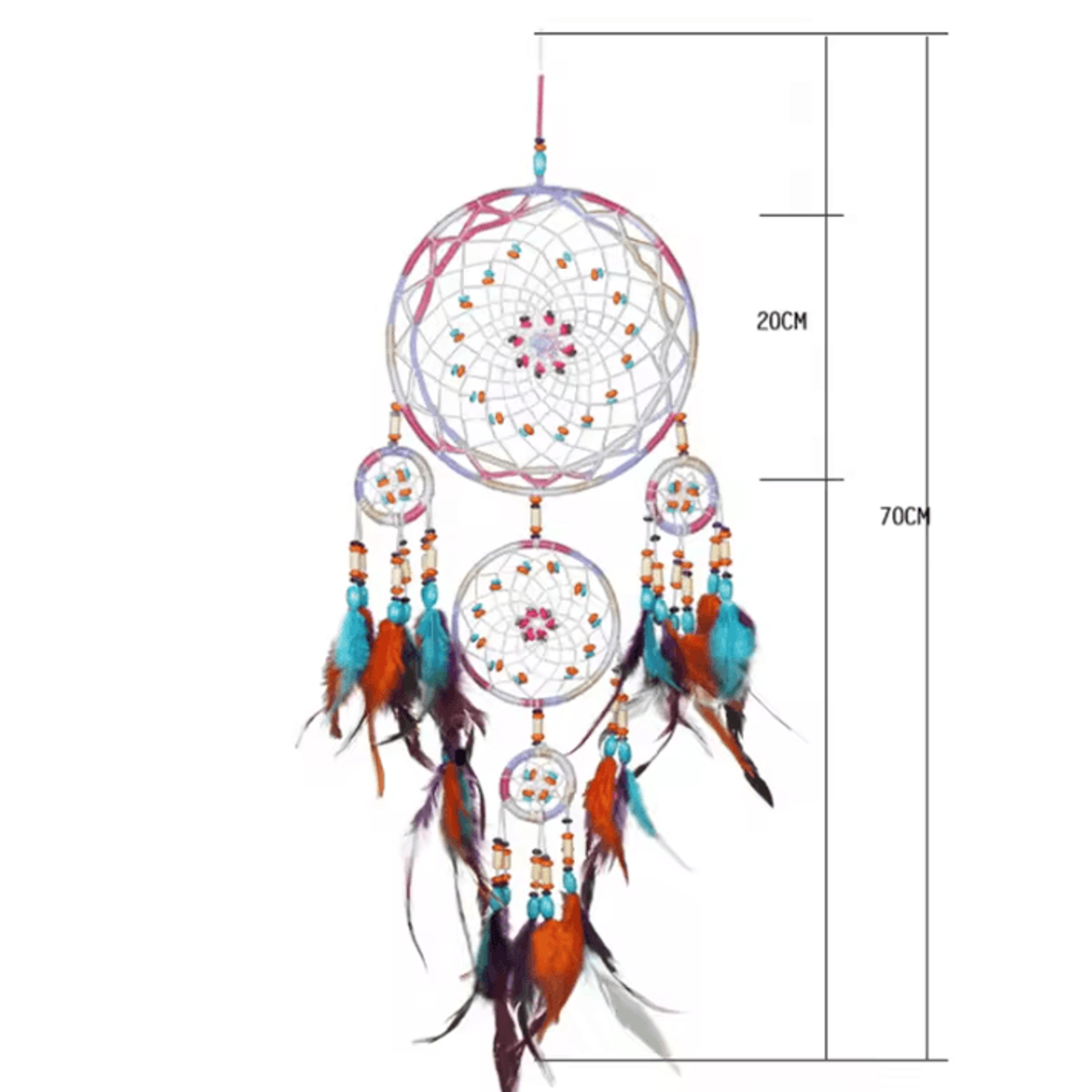 Handmade FiveRing Macrame Dream Catcher  Boho Wall Hanging Decor For Bedroom  Living Room 3