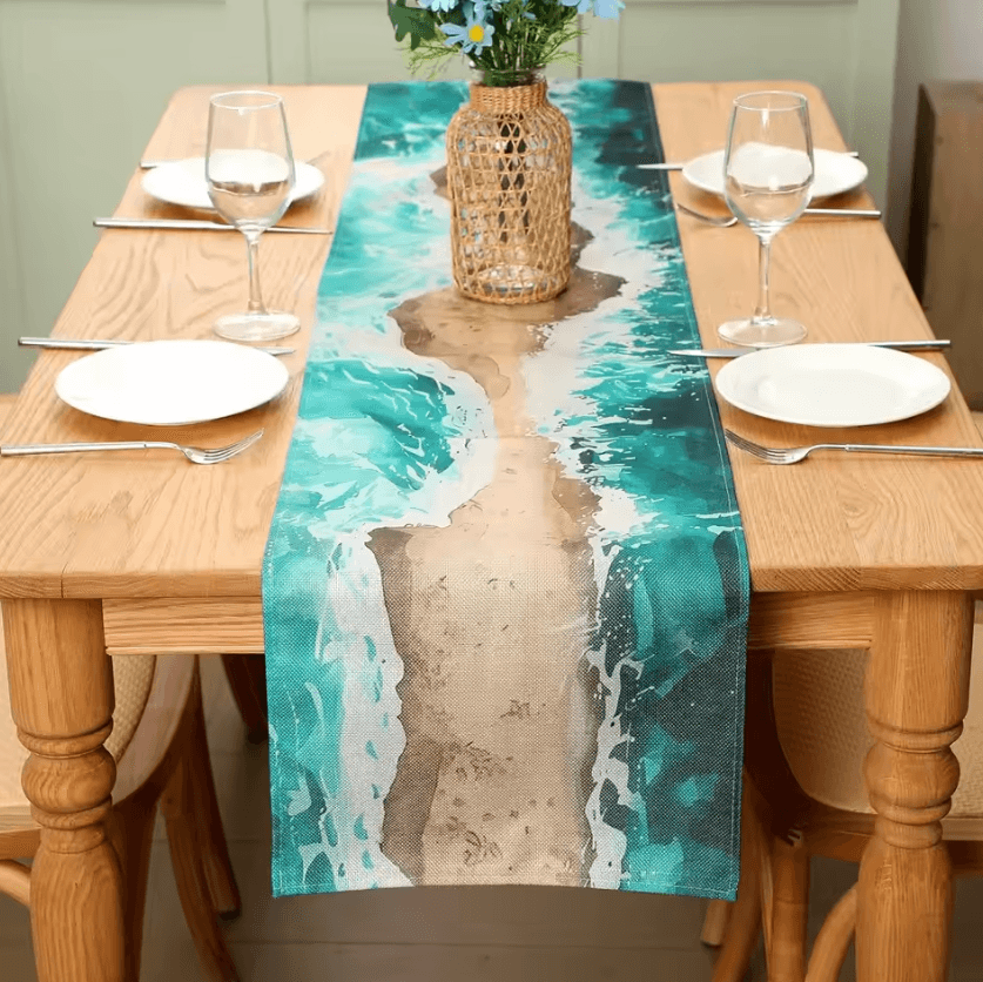 Passover Linen Table Runner  Elegant Pesach Seder Table Decor For Jewish Holiday Dining 2