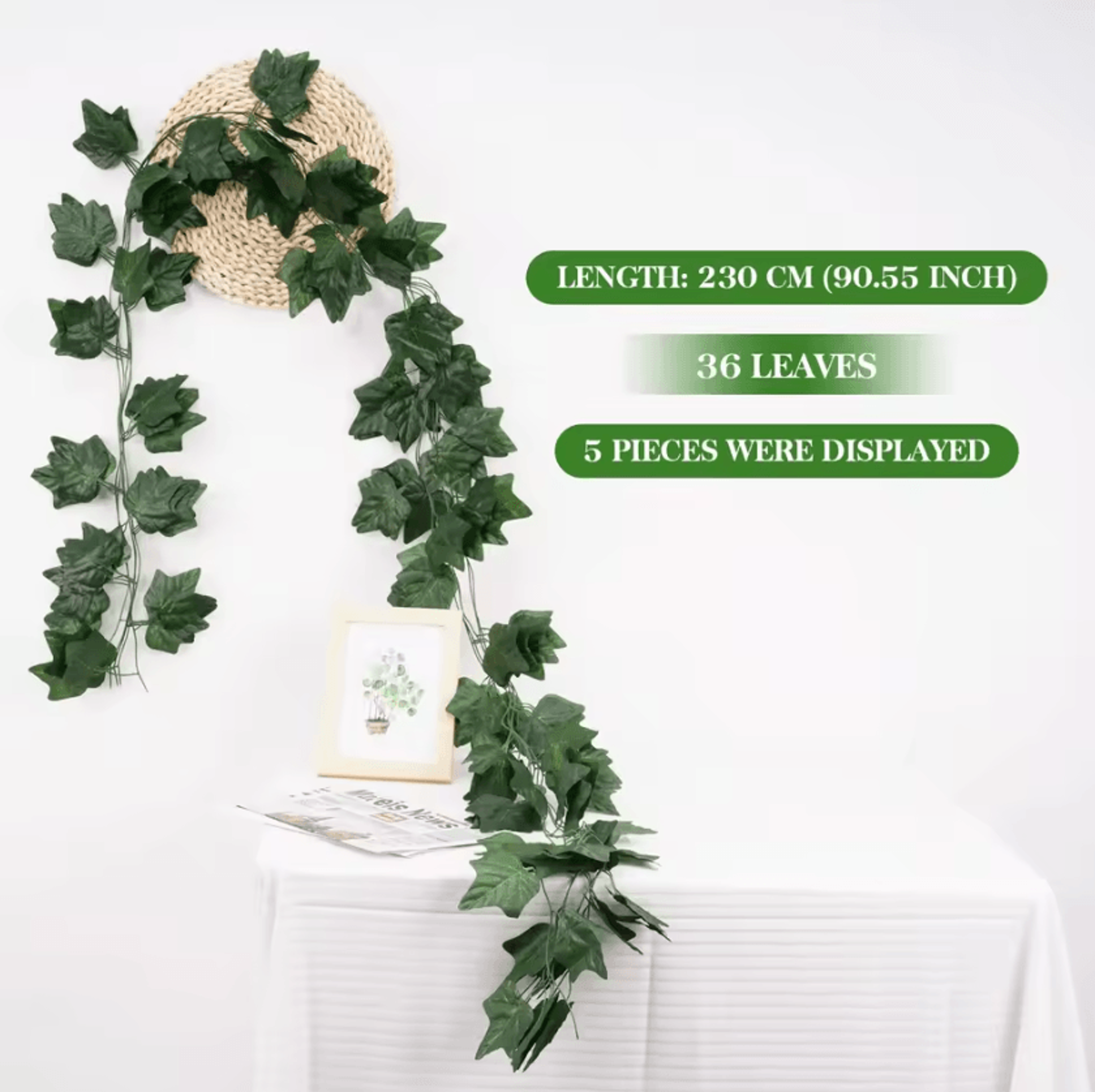 Artificial Ivy Leaf Hanging Vine Garland  21M Silk Greenery Wall  Wedding Decor 11