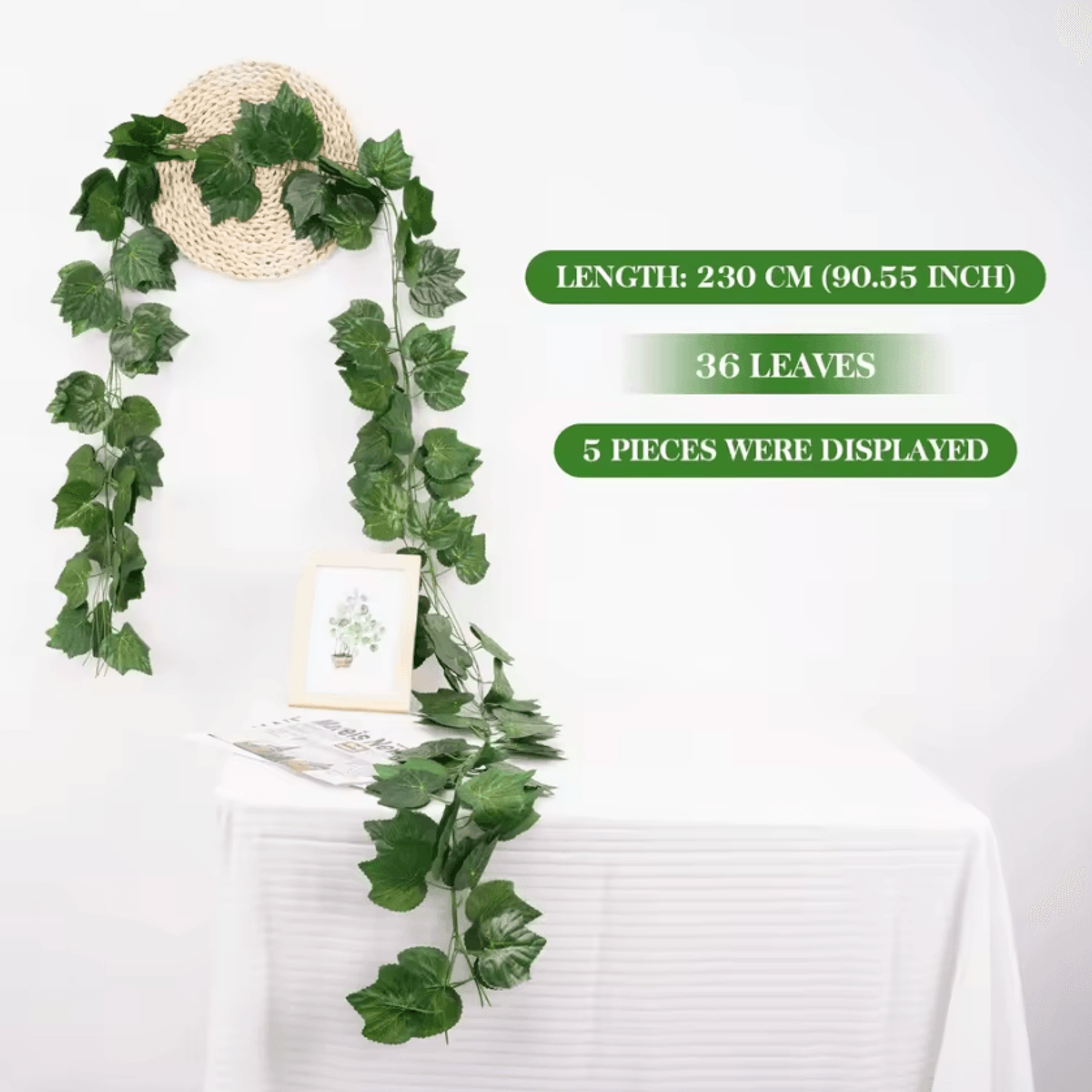 Artificial Ivy Leaf Hanging Vine Garland  21M Silk Greenery Wall  Wedding Decor 12