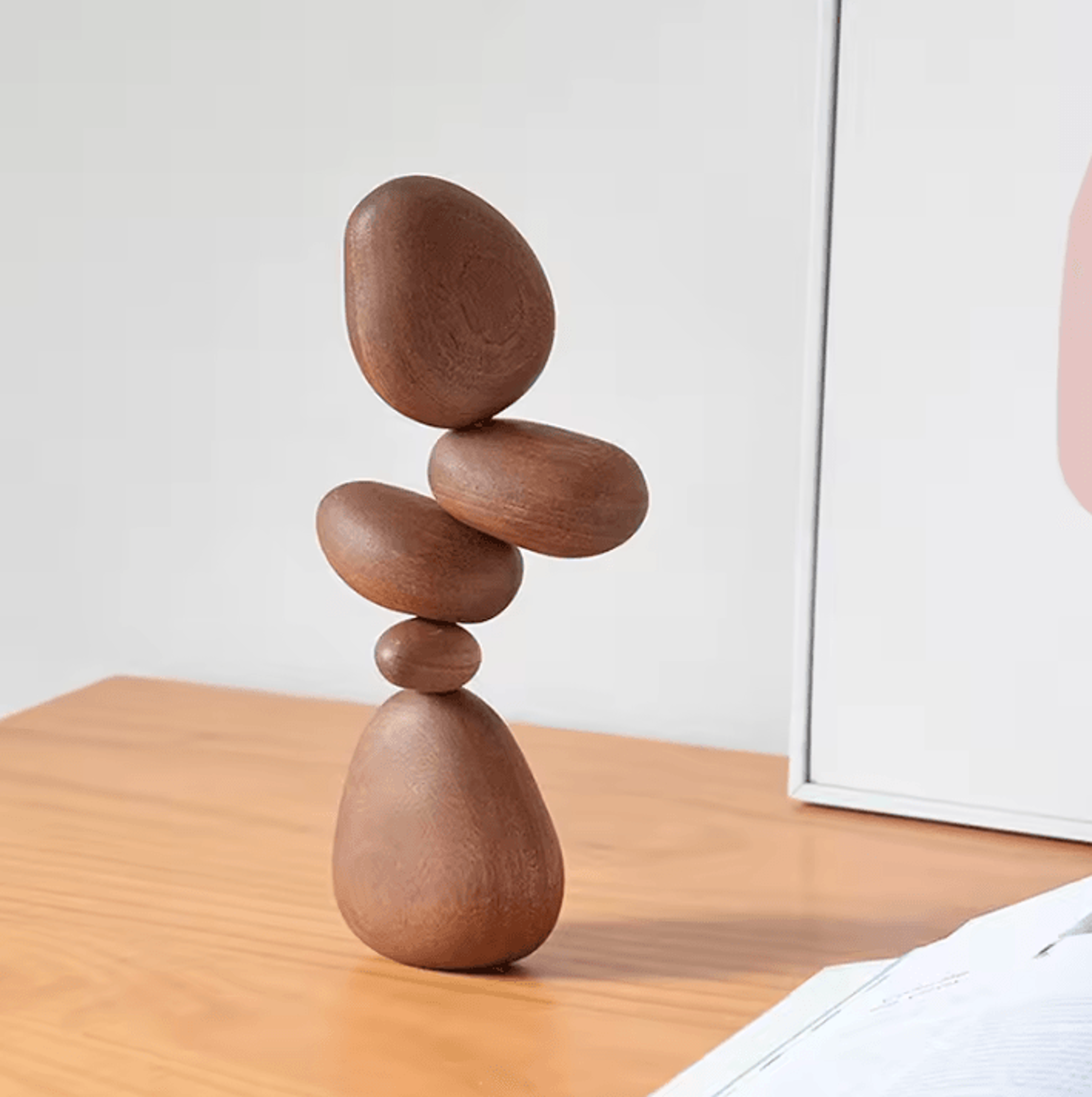 Nordic Wooden Stone Puzzle Decor  Solid Wood Decompression Art Ornament For Wall  Desk 4