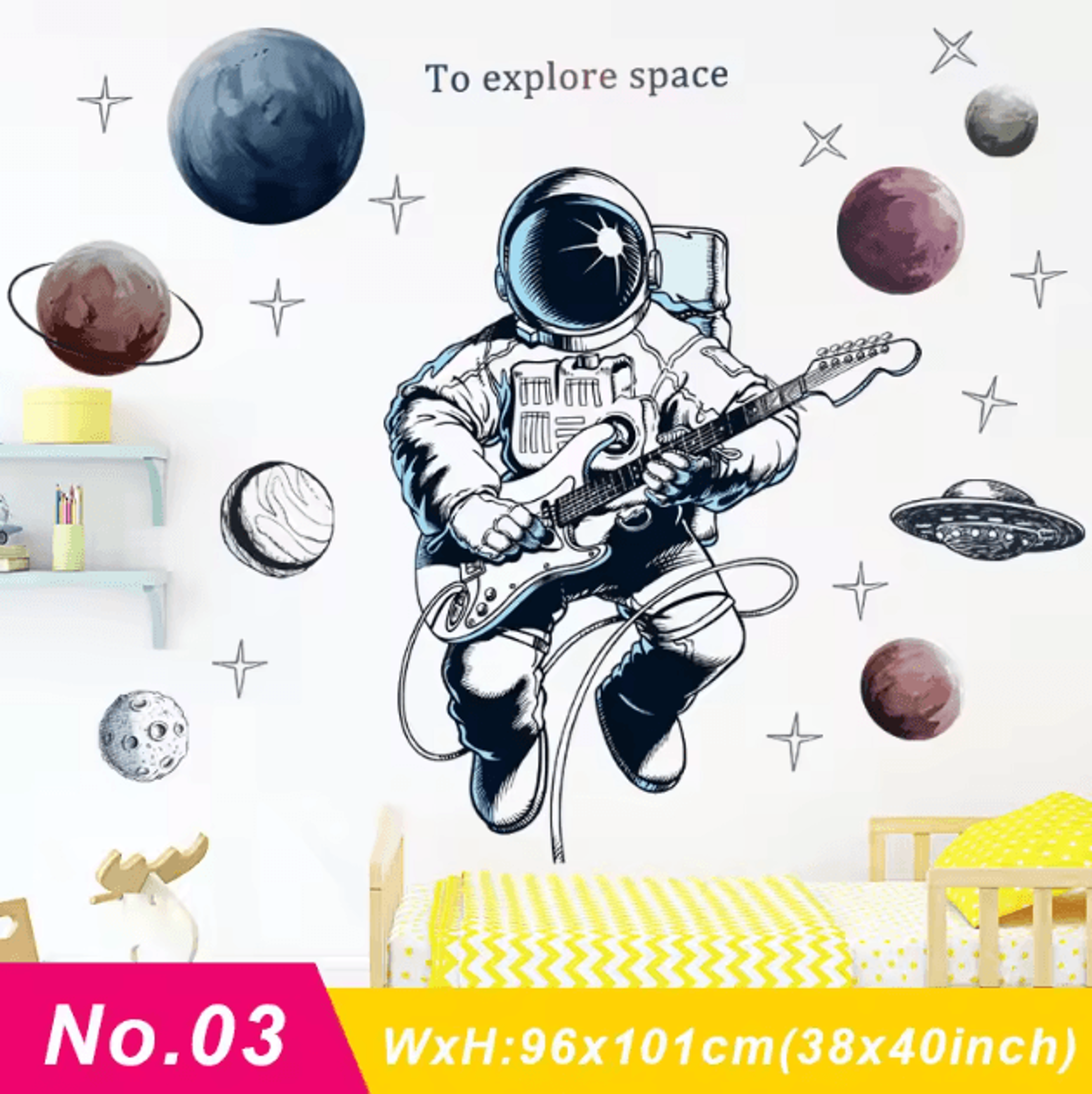 Cute Astronaut Wall Stickers  Removable Space Decals For Kids Room  Nursery Decor 3