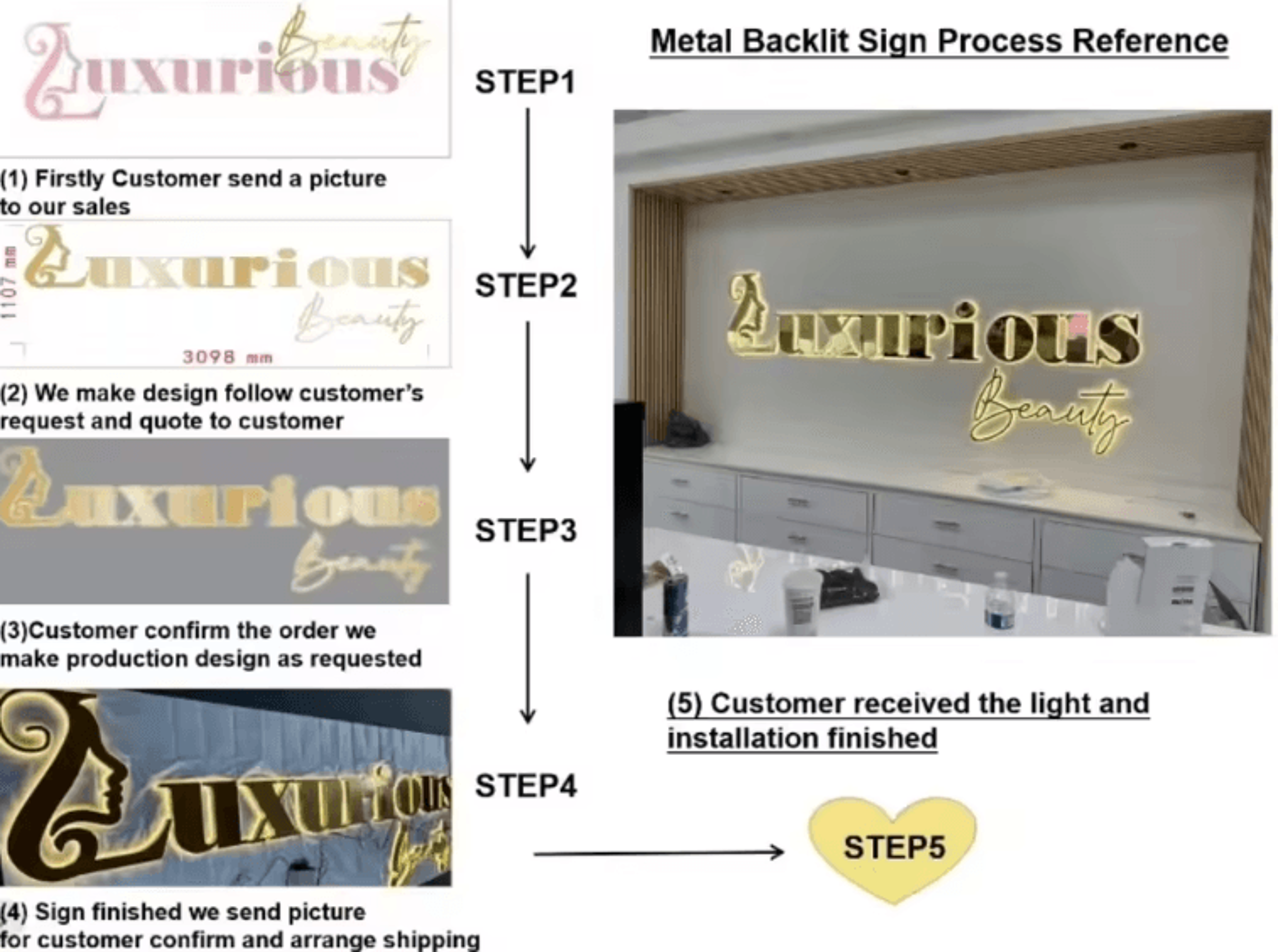 Custom LED Backlit Letter Sign  3D Illuminated Business Logo  Storefront Signage 4