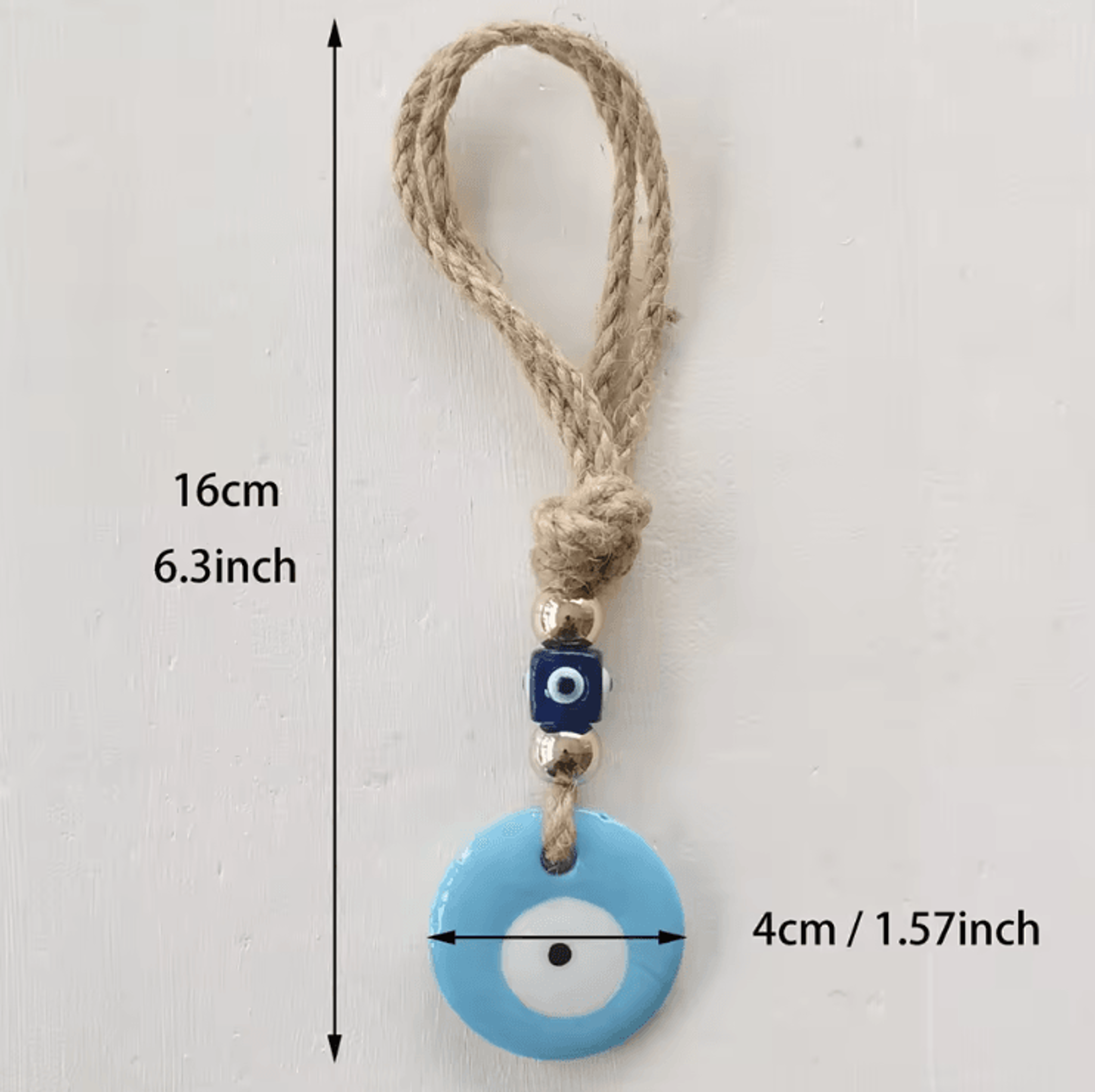 Handcrafted Evil Eye Wall Hanging  Blue Glass Evil Eye Charm Protective Home Decor Pendant 2
