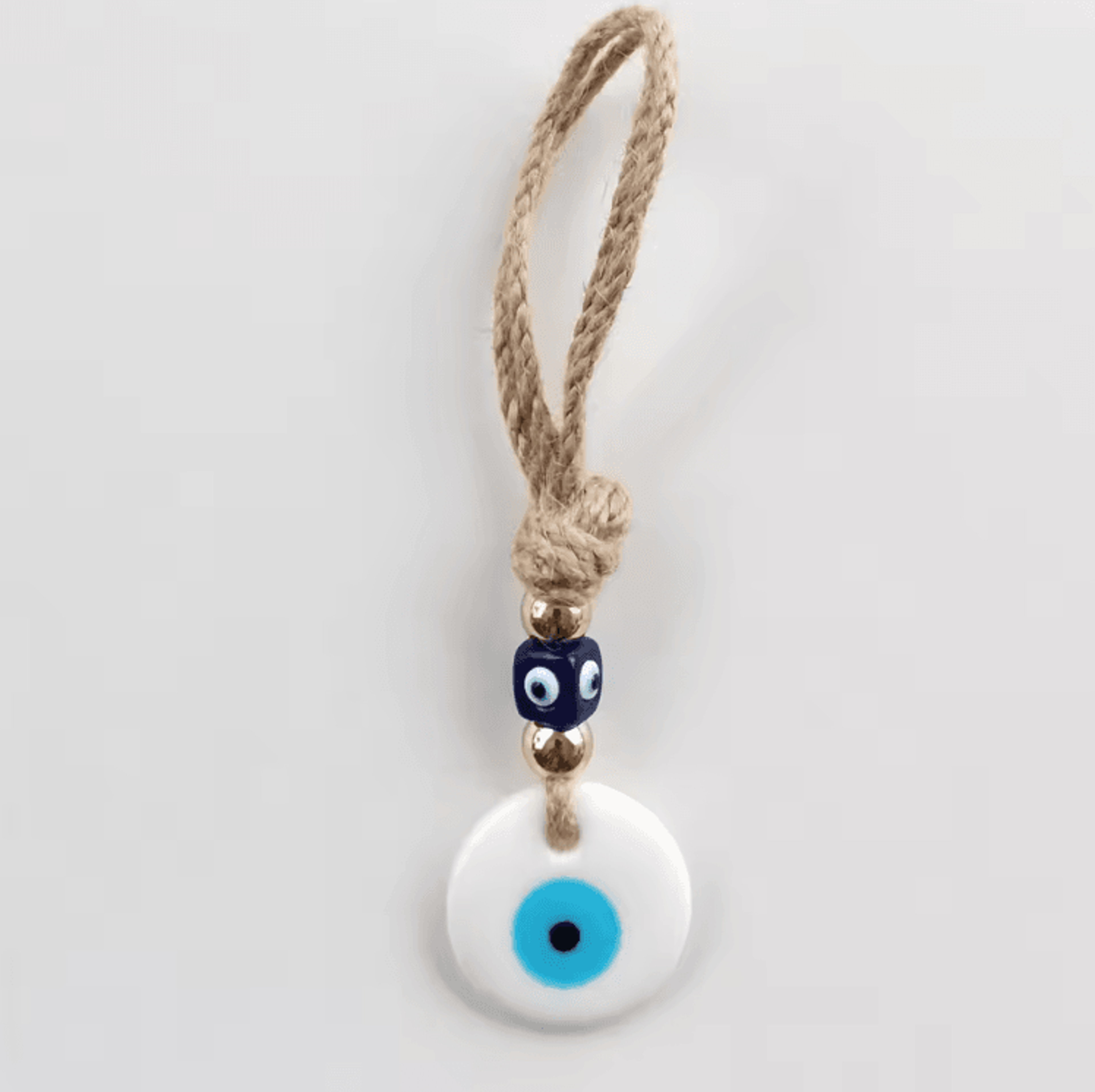 Handcrafted Evil Eye Wall Hanging  Blue Glass Evil Eye Charm Protective Home Decor Pendant 4