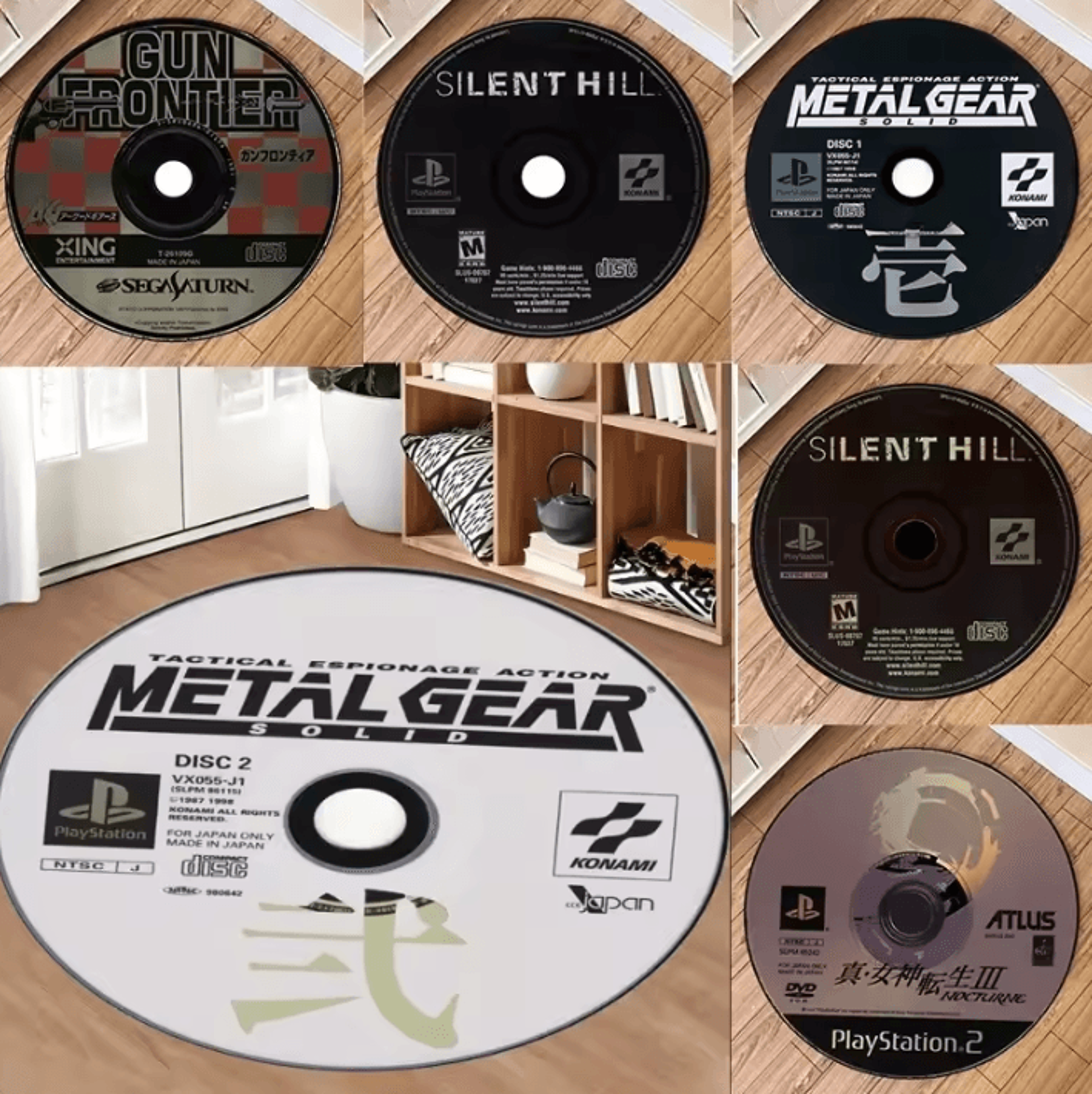 Retro Metal Gear CD Rug  Round Gaming Disc Carpet Aesthetic Floor Mat 0